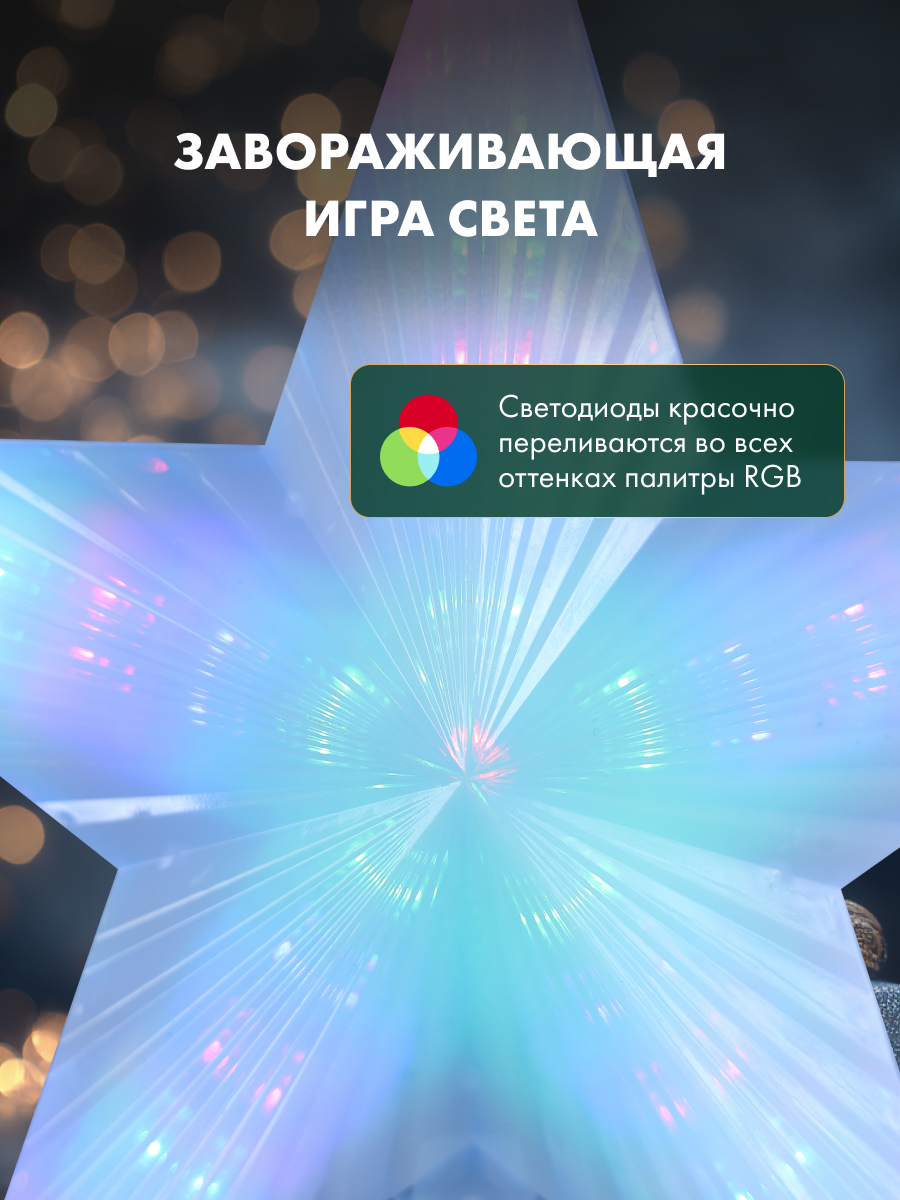 Наконечник на елку NEON-NIGHT Звезда 22 см светодиодный 501-001 - фото 2