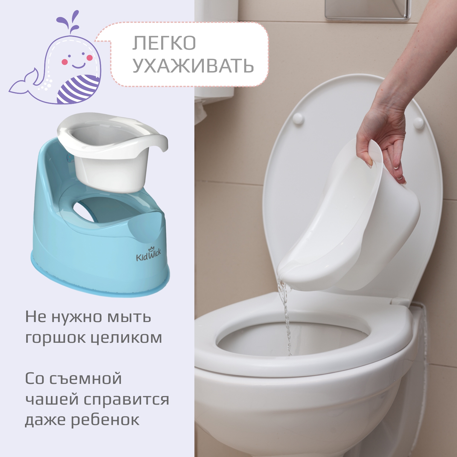 Горшок детский KidWick Гигант голубой с белой крышкой - фото 7