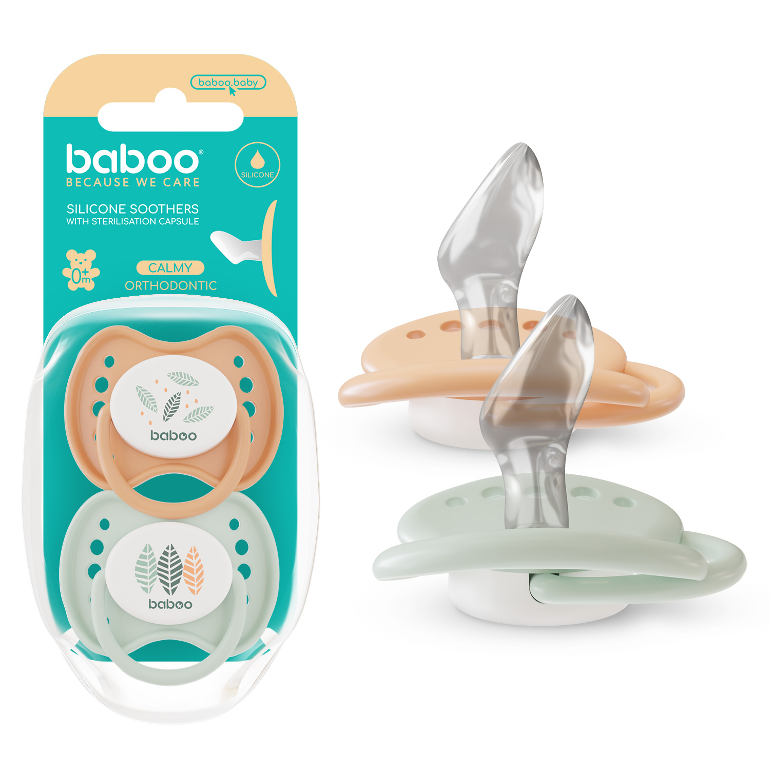 Пустышка BABOO силикон ортодонтическая от 0 мес. 2 шт. - фото 3