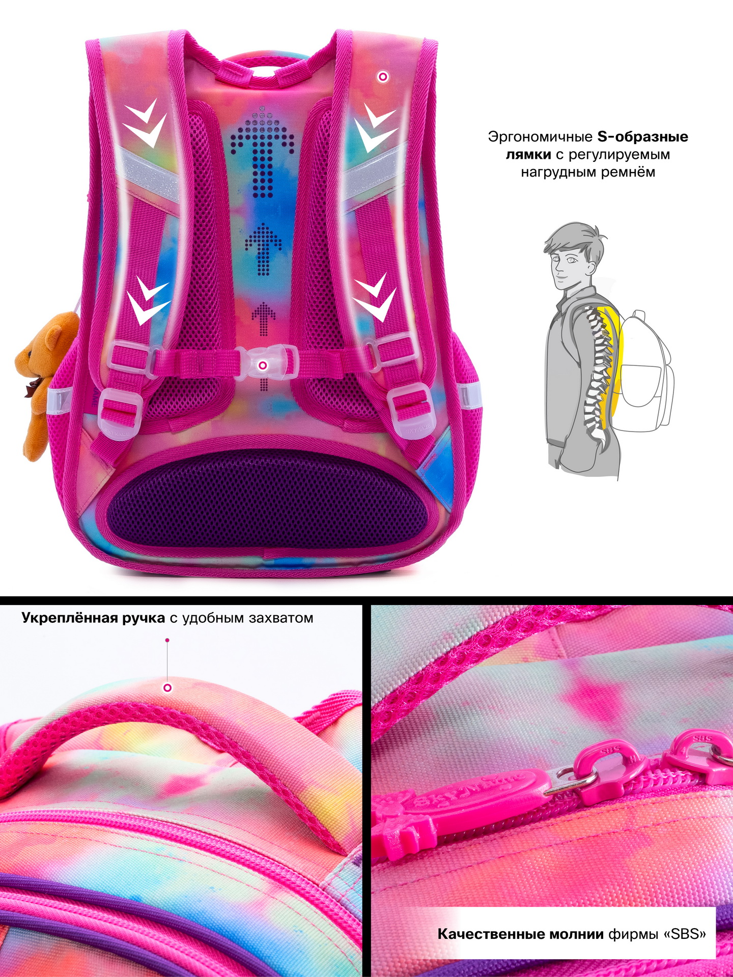 Рюкзак SkyName анатомическая спинка + брелок - фото 8