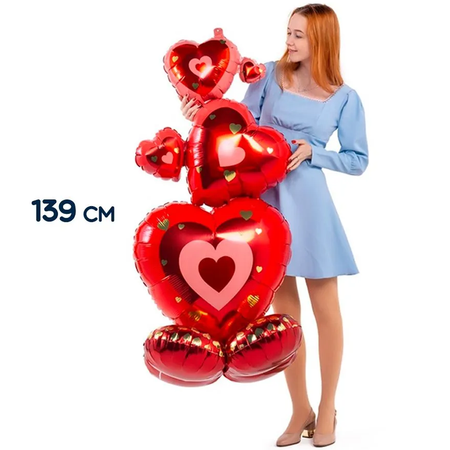 Воздушный шар ANAGRAM на подставке Сердца 139 см