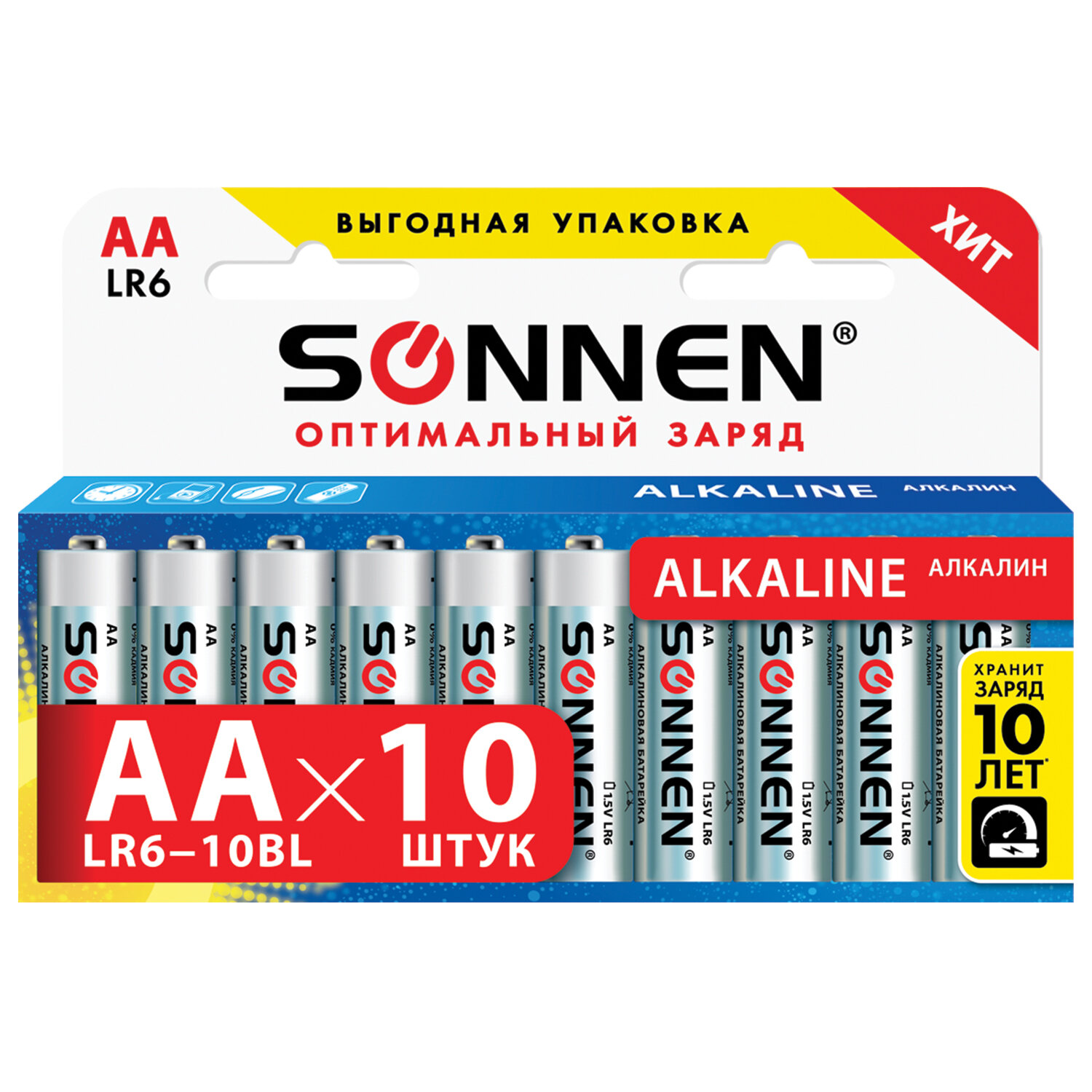 Батарейки алкалиновые Sonnen АА щелочные пальчиковые LR6 15А - фото 6