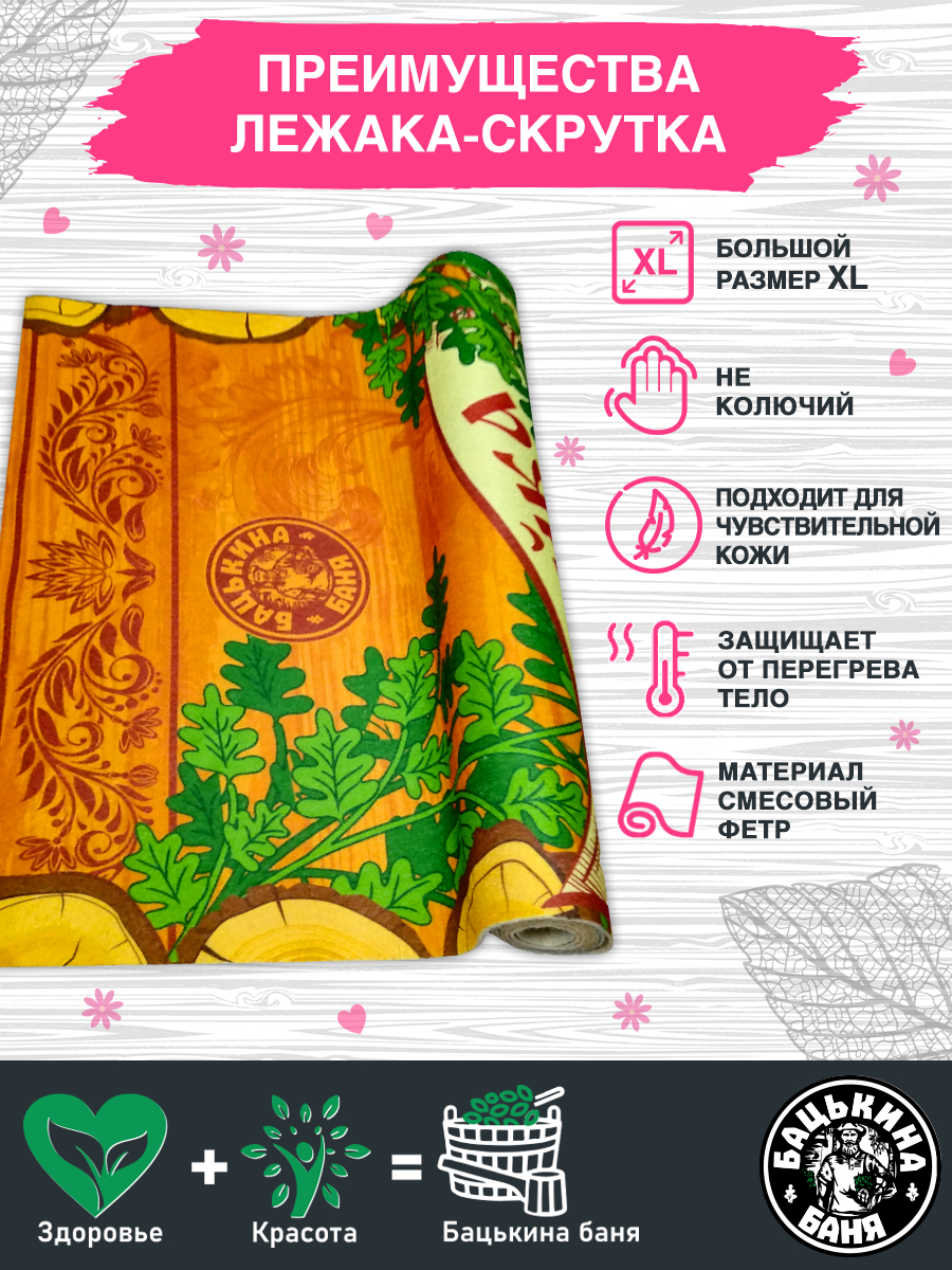 Мягкий коврик Бацькина баня для бани и сауны 145х70 см - фото 4