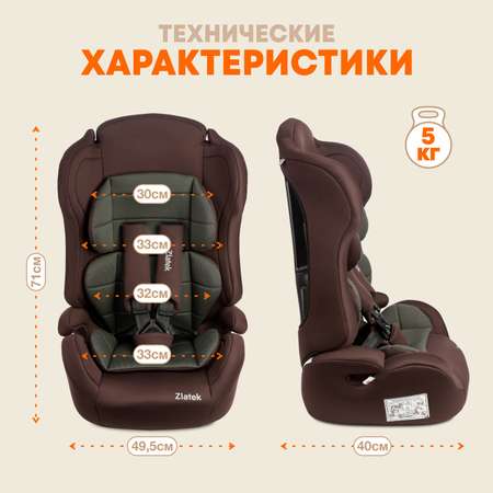 Автокресло ZLATEK 1/2/3 (9-36 кг) коричневый