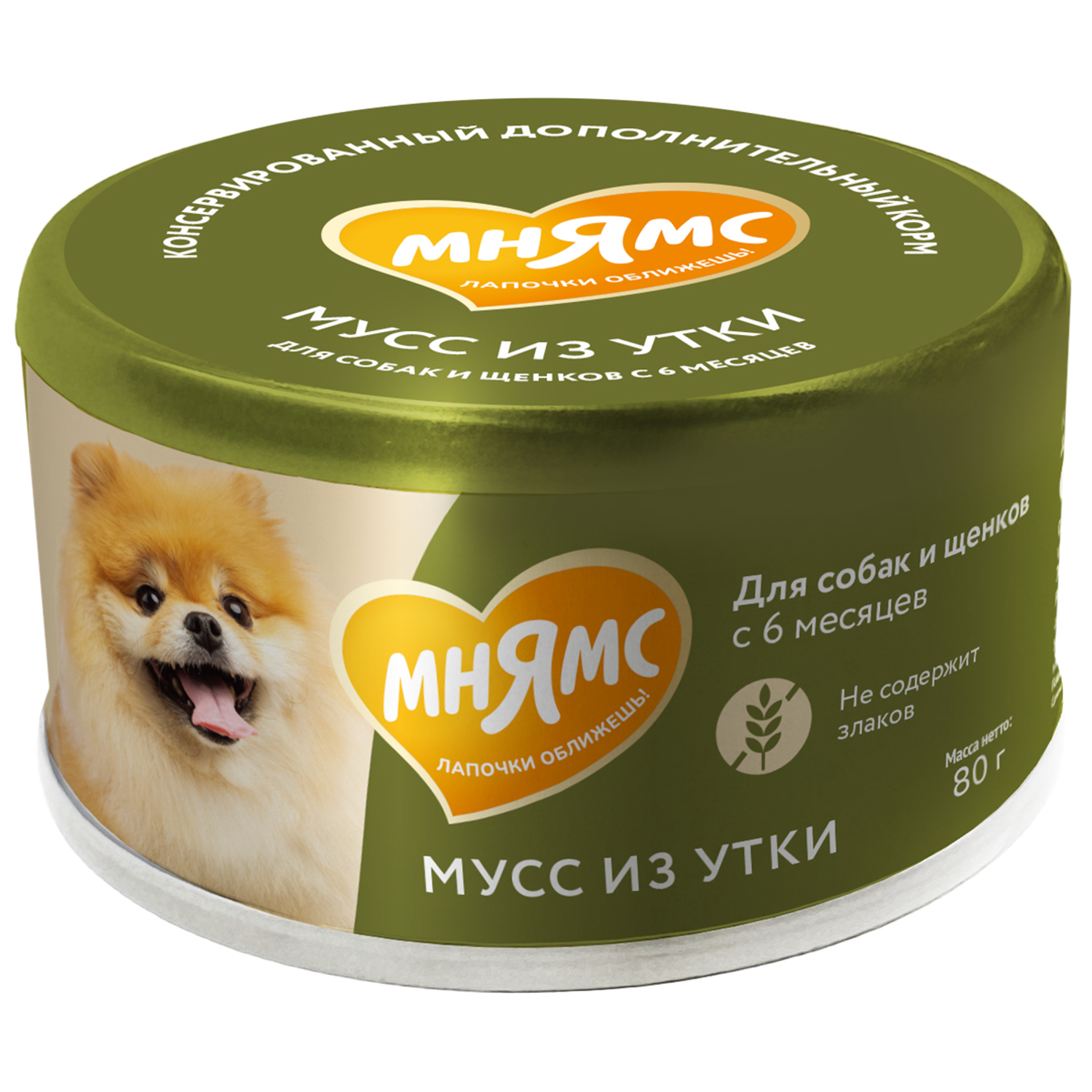 Корм для собак и щенков старше 6 месяцев Мнямс Мусс из утки ж/б 80г - фото 1