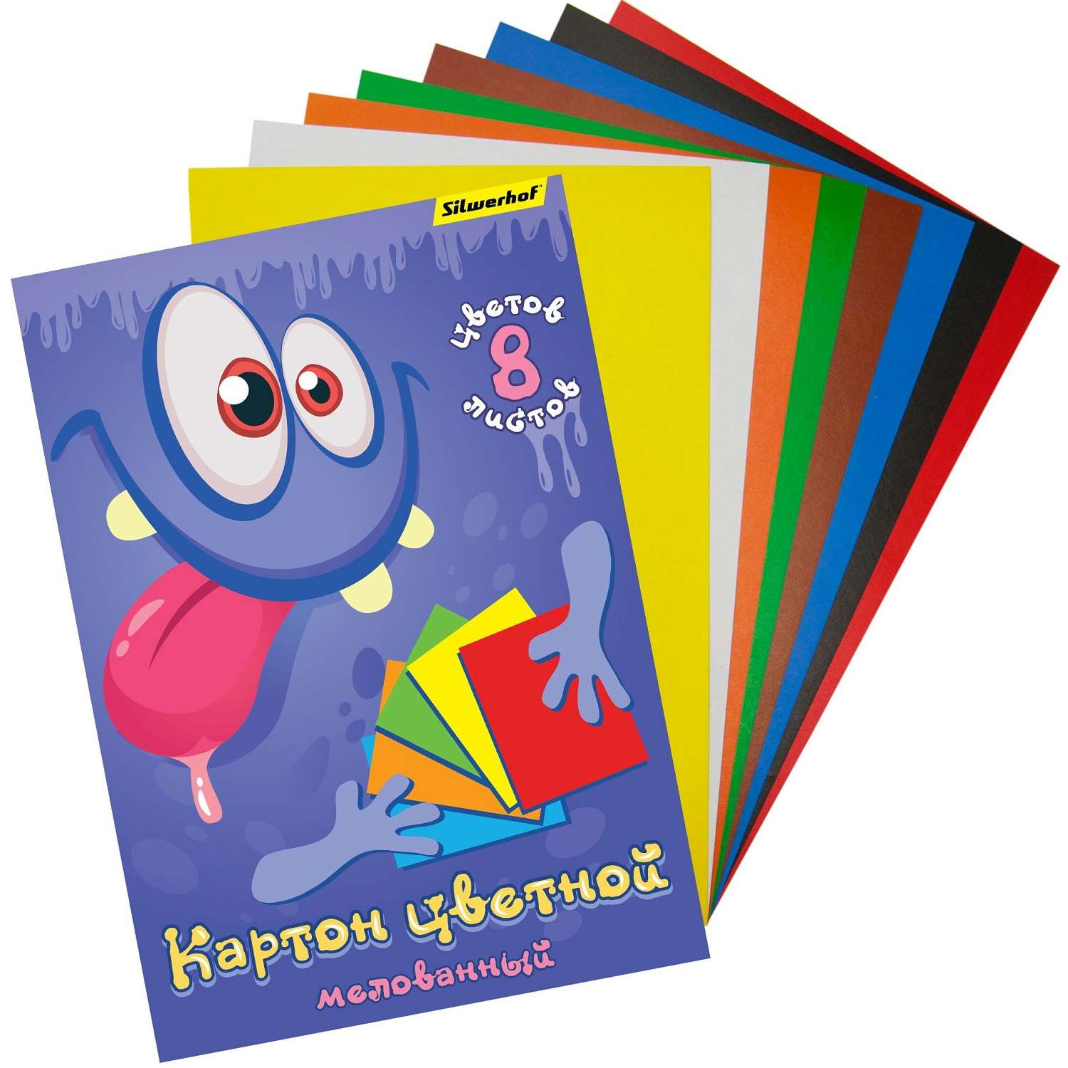 Цветной картон Silwerhof для акварели 8 лист. - фото 1