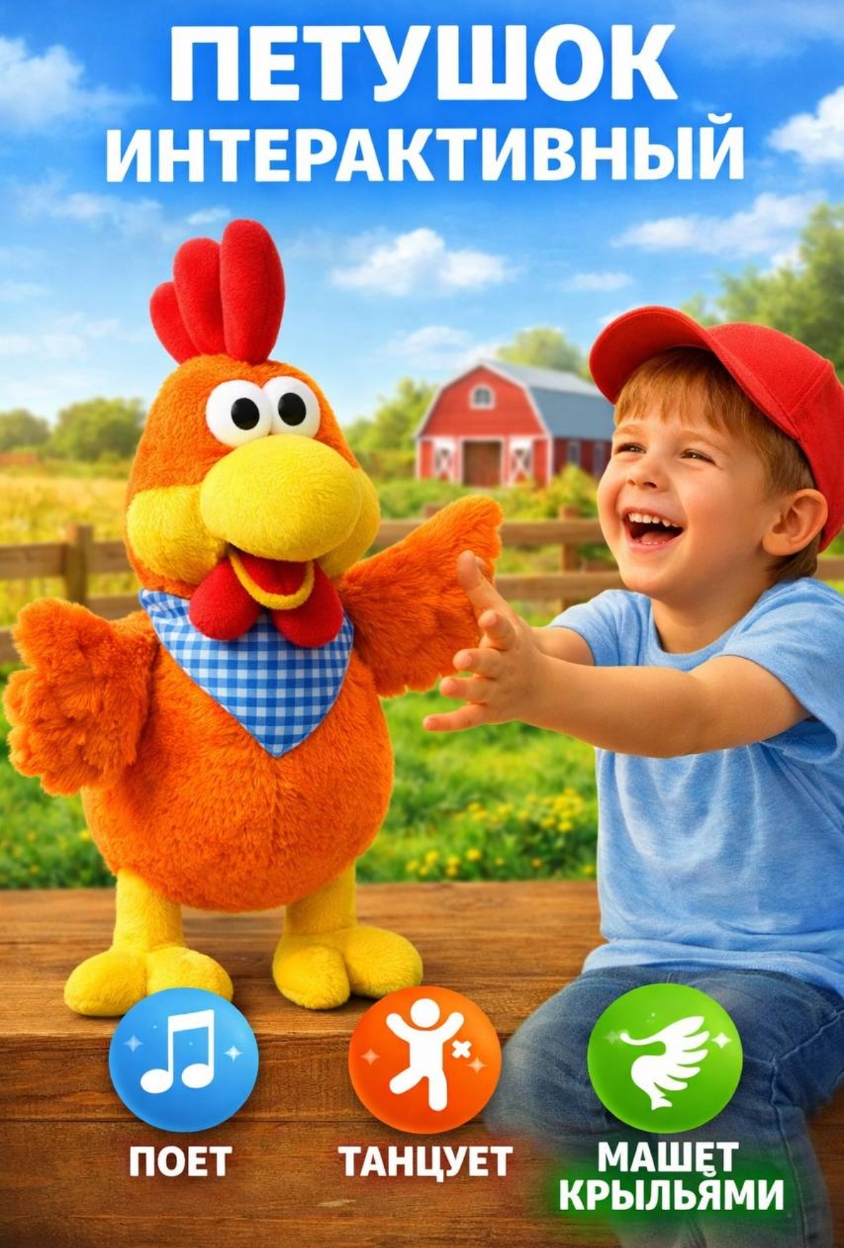 Мягкая игрушка BalaToys Петух танцующий и поющий - фото 1