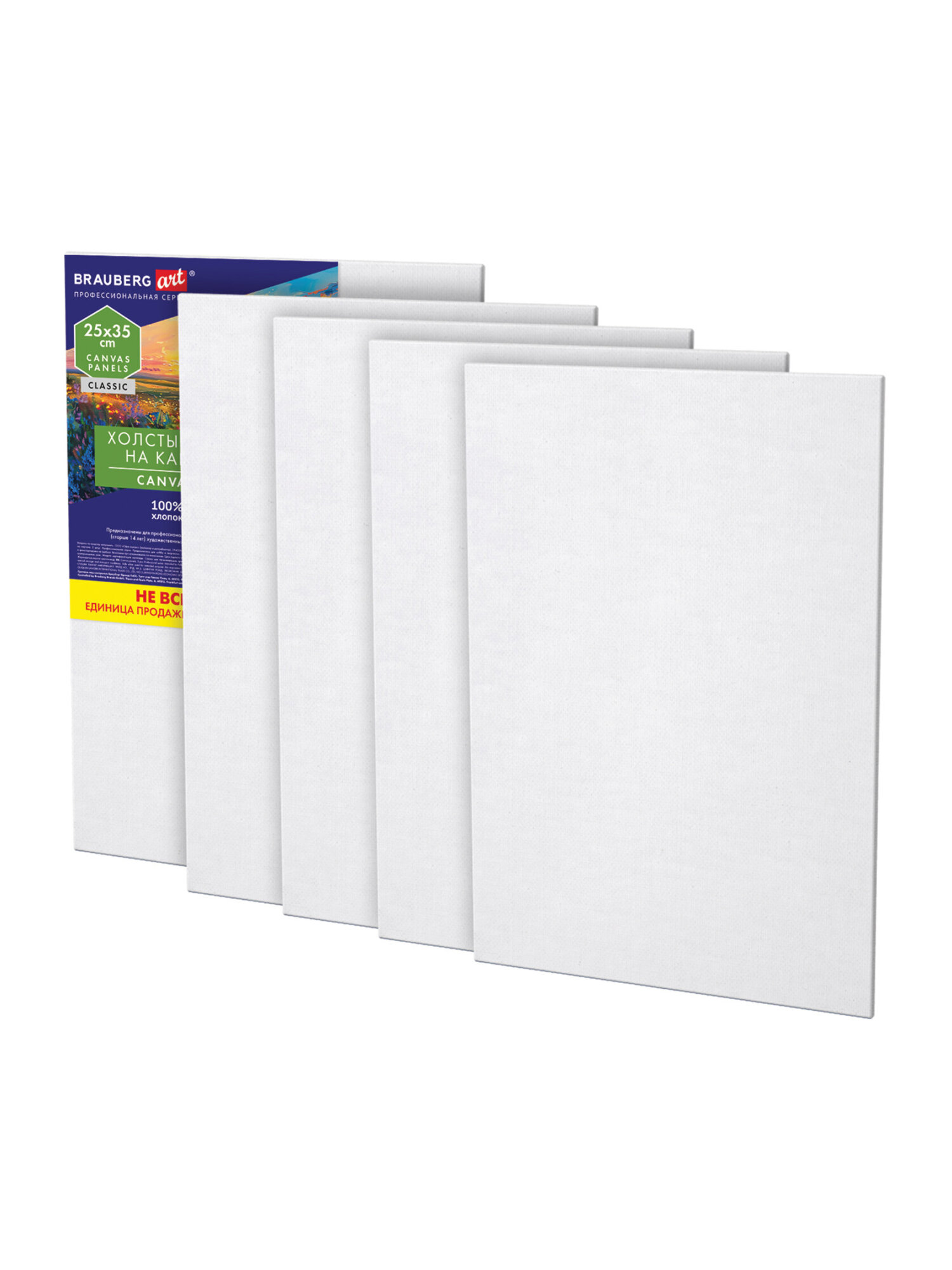 Холст для рисования на картоне Brauberg маленький 25x35 см набор 5 штук - фото 2