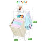 Стеллаж El Casa с 2-мя полками и корзиной для белья 40х35х93 см Белый со светлой корзиной