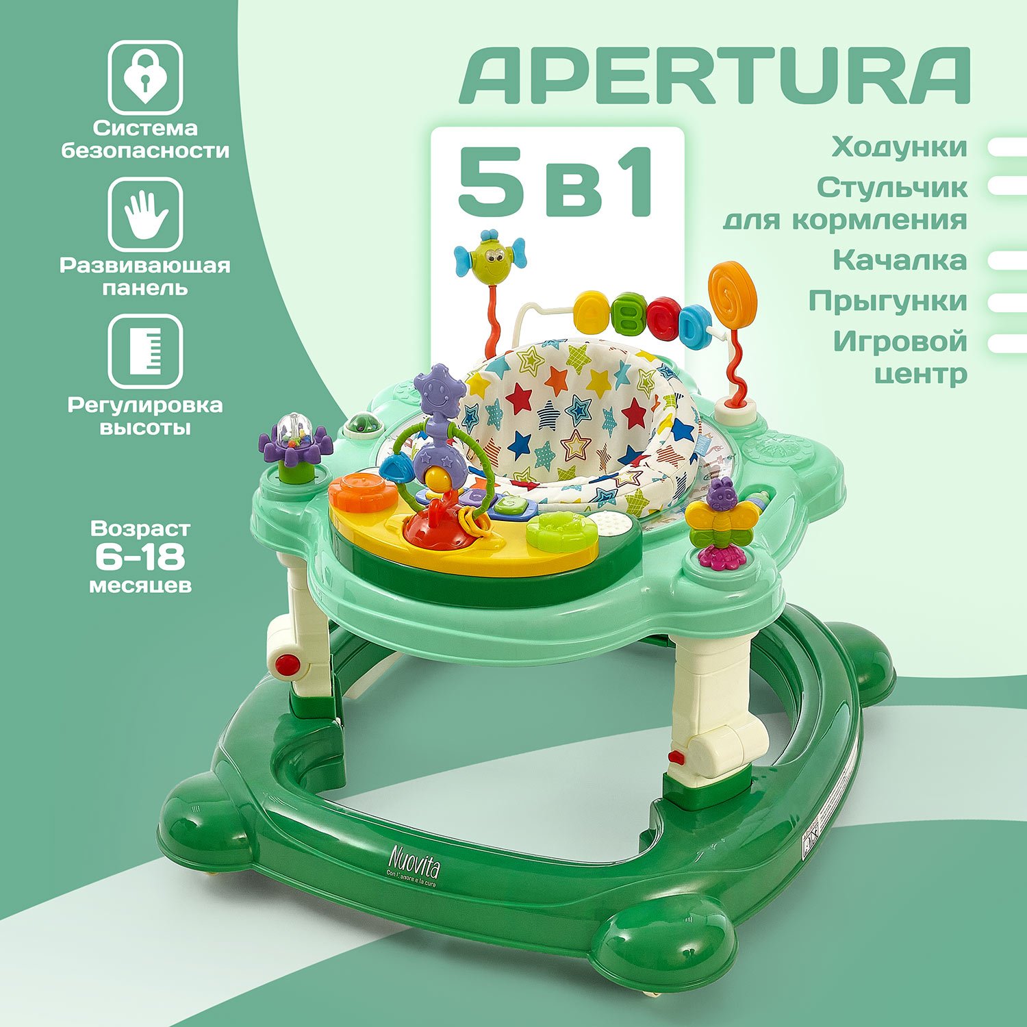 Ходунки Nuovita Apertura зеленый - фото 1