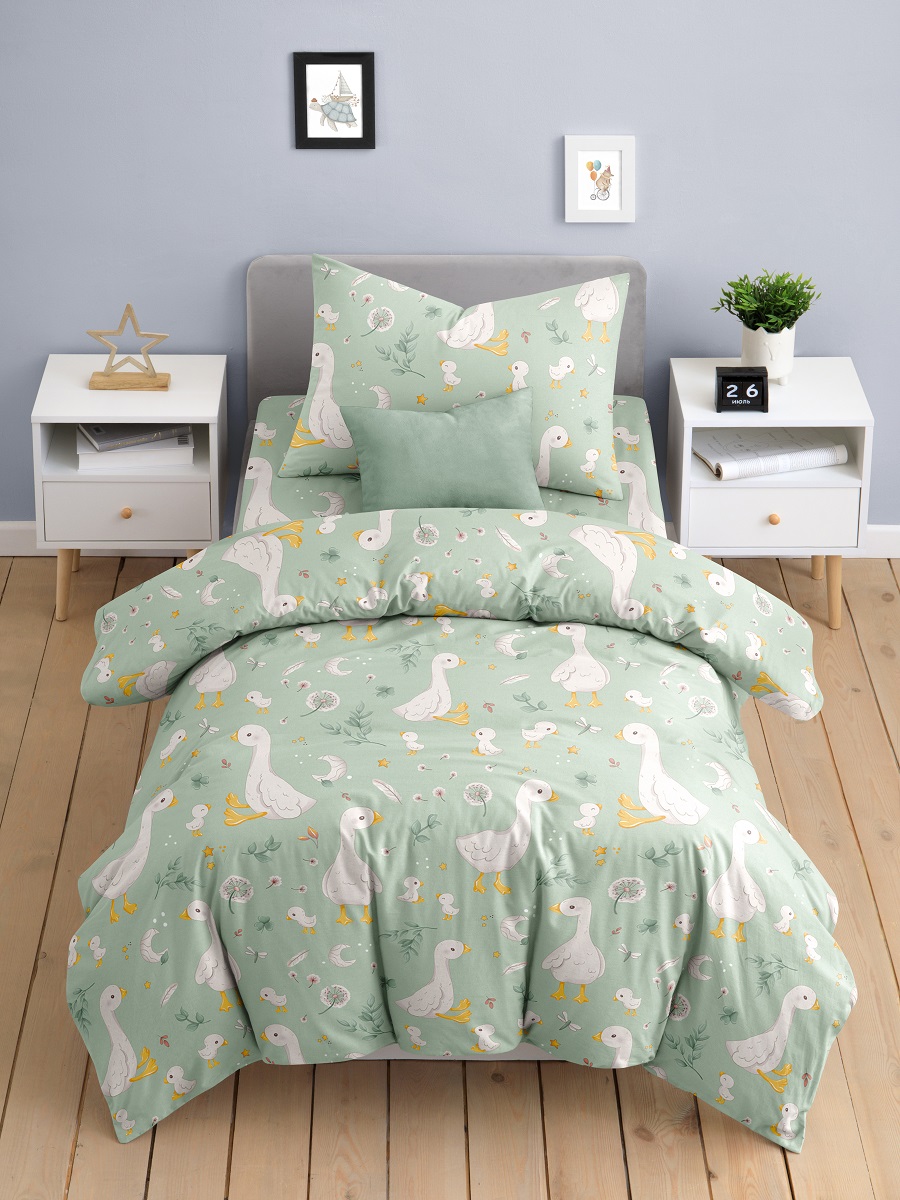 Комплект постельного белья Ночь Нежна Гусяточки полутораспальный 3 предм. - фото 1