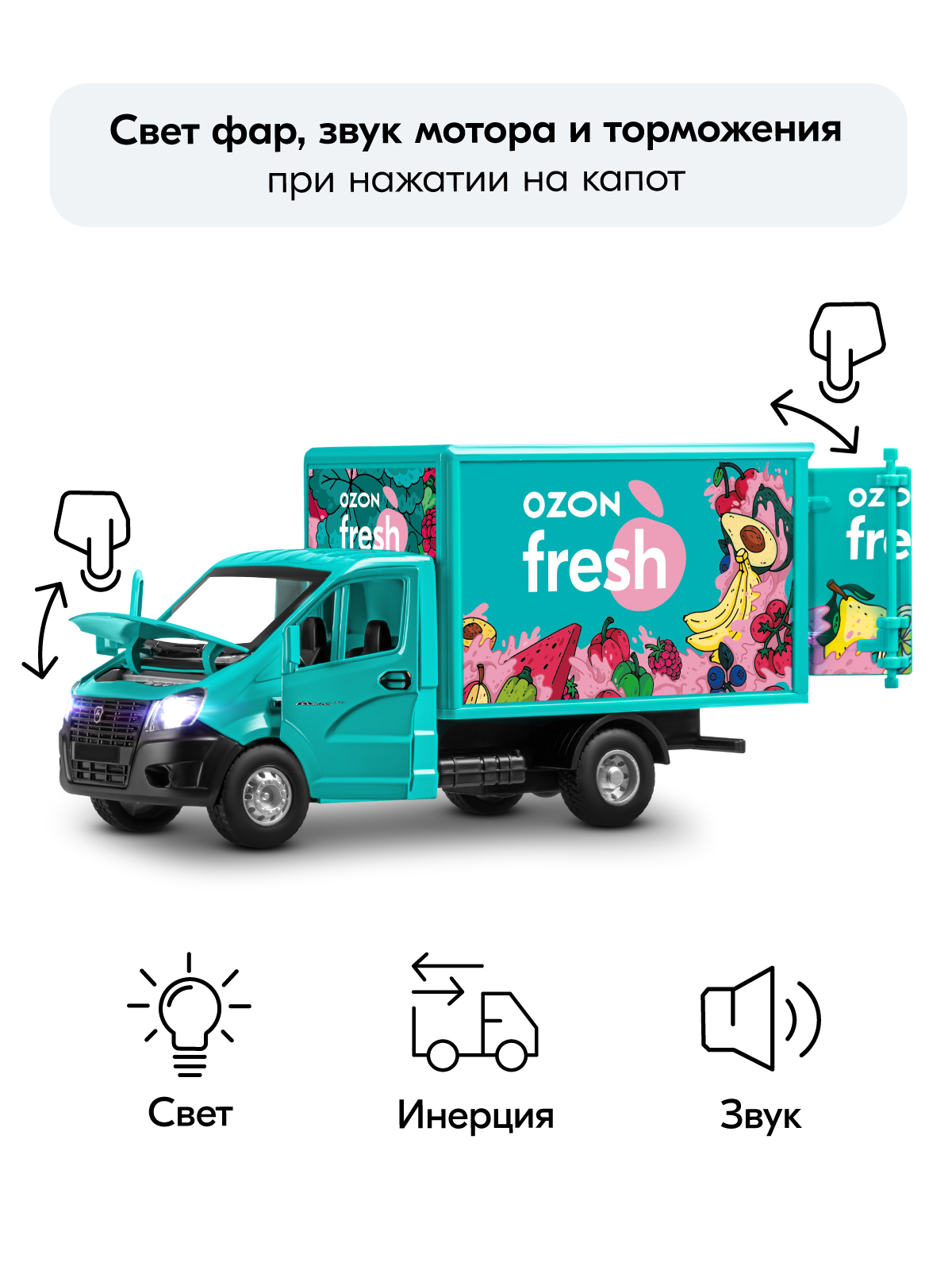 Грузовик АВТОпанорама ГАЗель Next Ozon Fresh 1:28 JB0405417 - фото 3