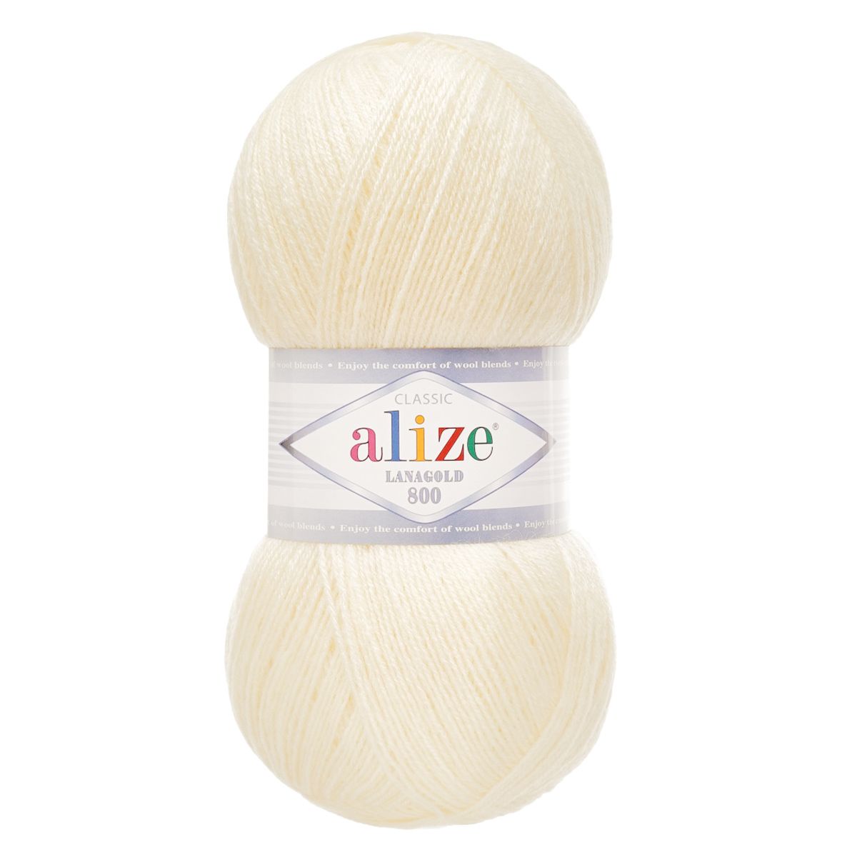 Пряжа Alize полушерстяная Lanagold 800 100 гр 730 м 5 мотков 01 кремовый - фото 6