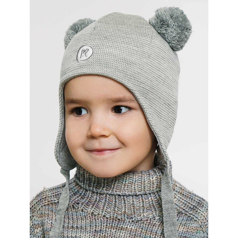 Шапка ПриКиндер M3-1957 Цвет: Светло-серый/молочный - фото 3