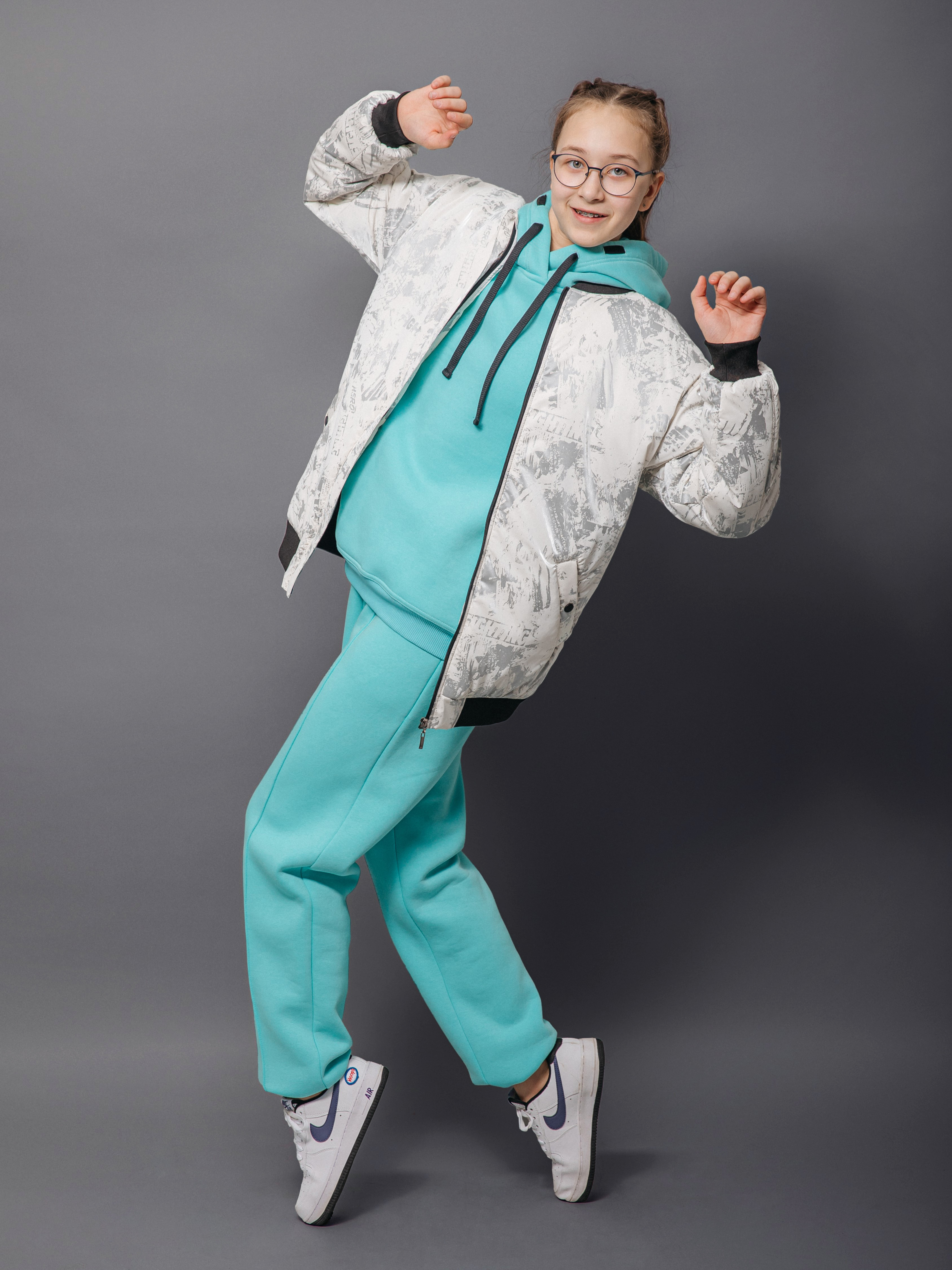 Бомбер Аврора 1043-Д/белый-принт - фото 3