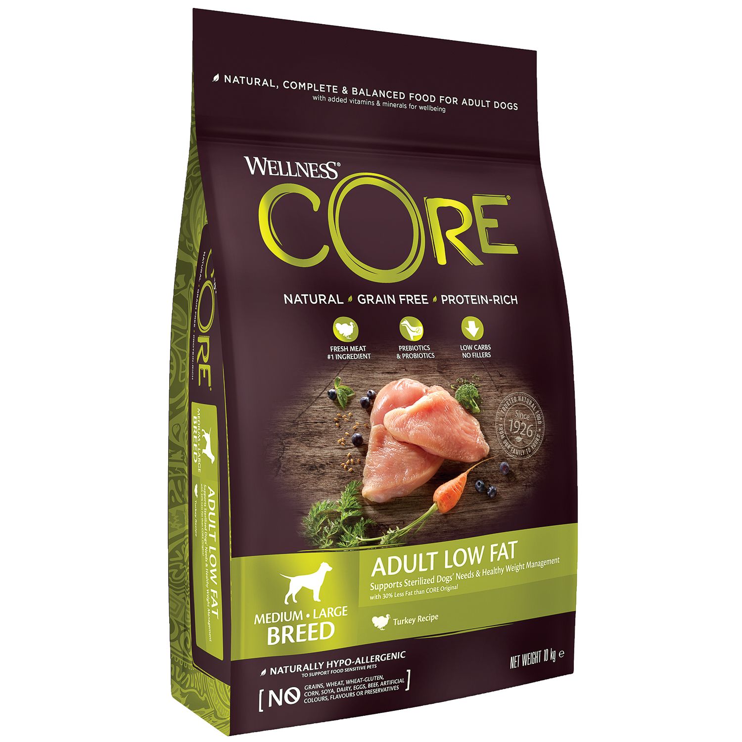 Корм для собак Wellness CORE взрослых средних и крупных со сниженным содержанием жира индейка курица 10кг - фото 9