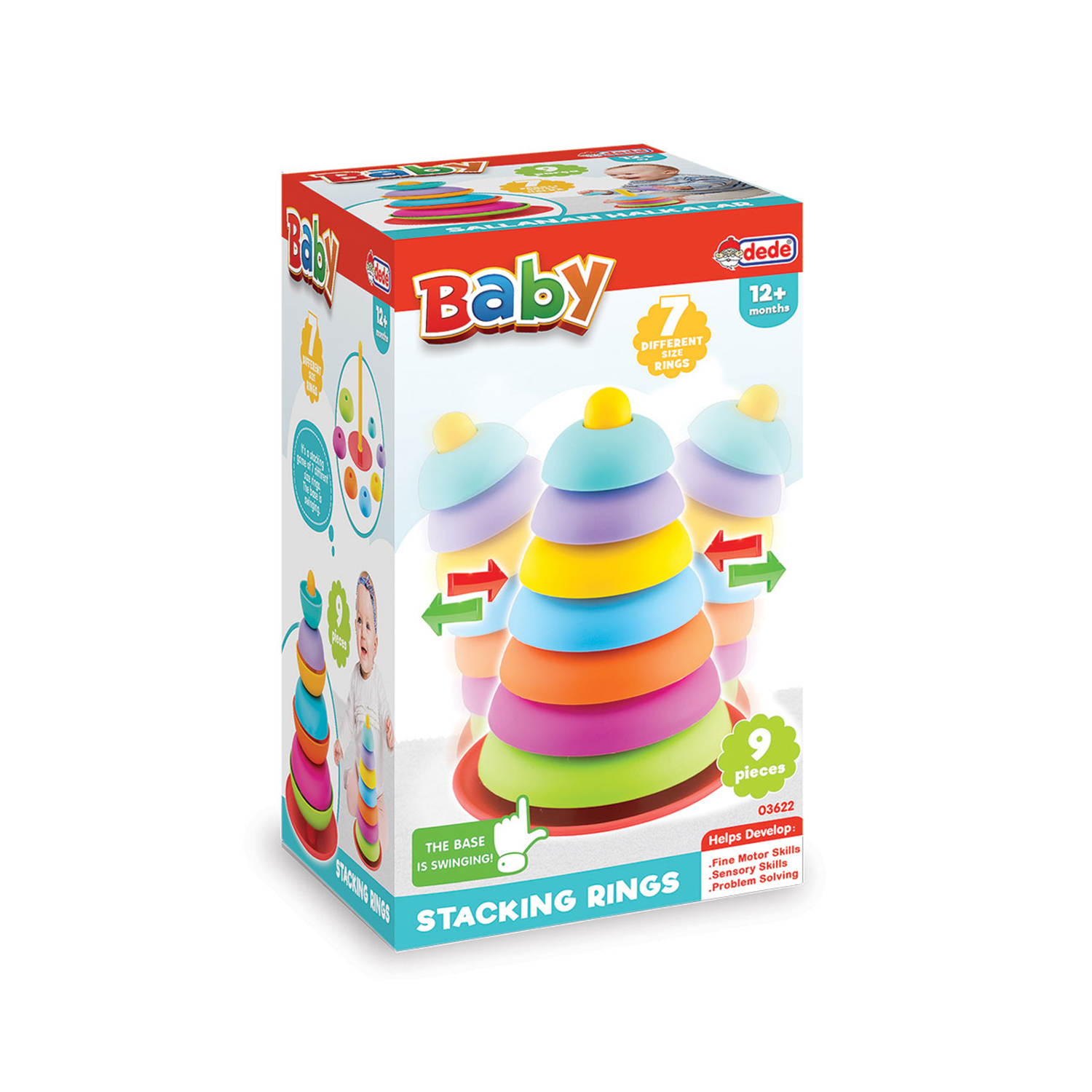 Игрушка Dede пирамидка Тарелочки-неваляшки - фото 1