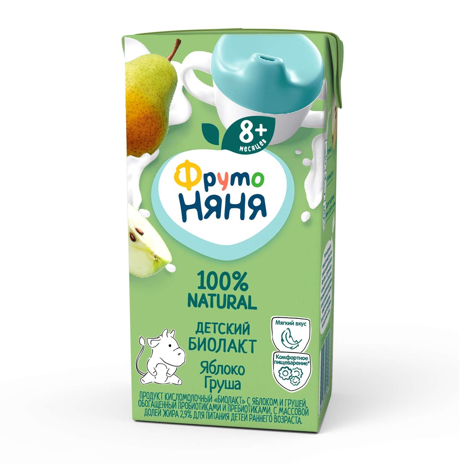 Биолакт ФрутоНяня яблоко-груша обогащенный 0.2л с 8месяцев - фото 1