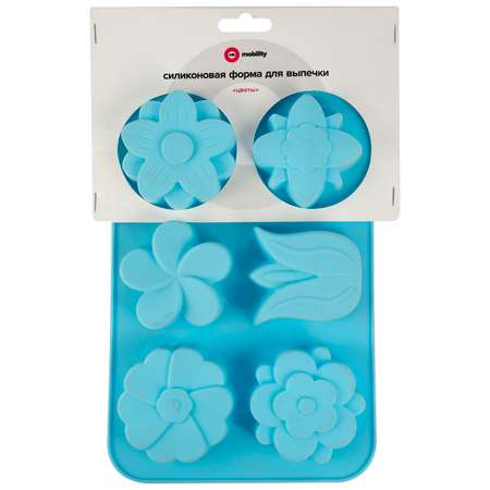 Форма для выпечки mObility силиконовая цветы синий