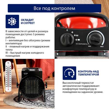 Обогреватель тепловая пушка STINGRAY ST-FH1041A тепловентилятор красный рубин