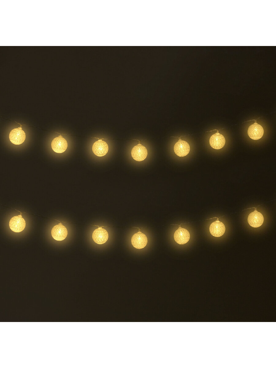 Гирлянда нить новогодняя Золотая сказка интерьерная для дома и на елку Шарики на батарейках светодиодная - фото 12