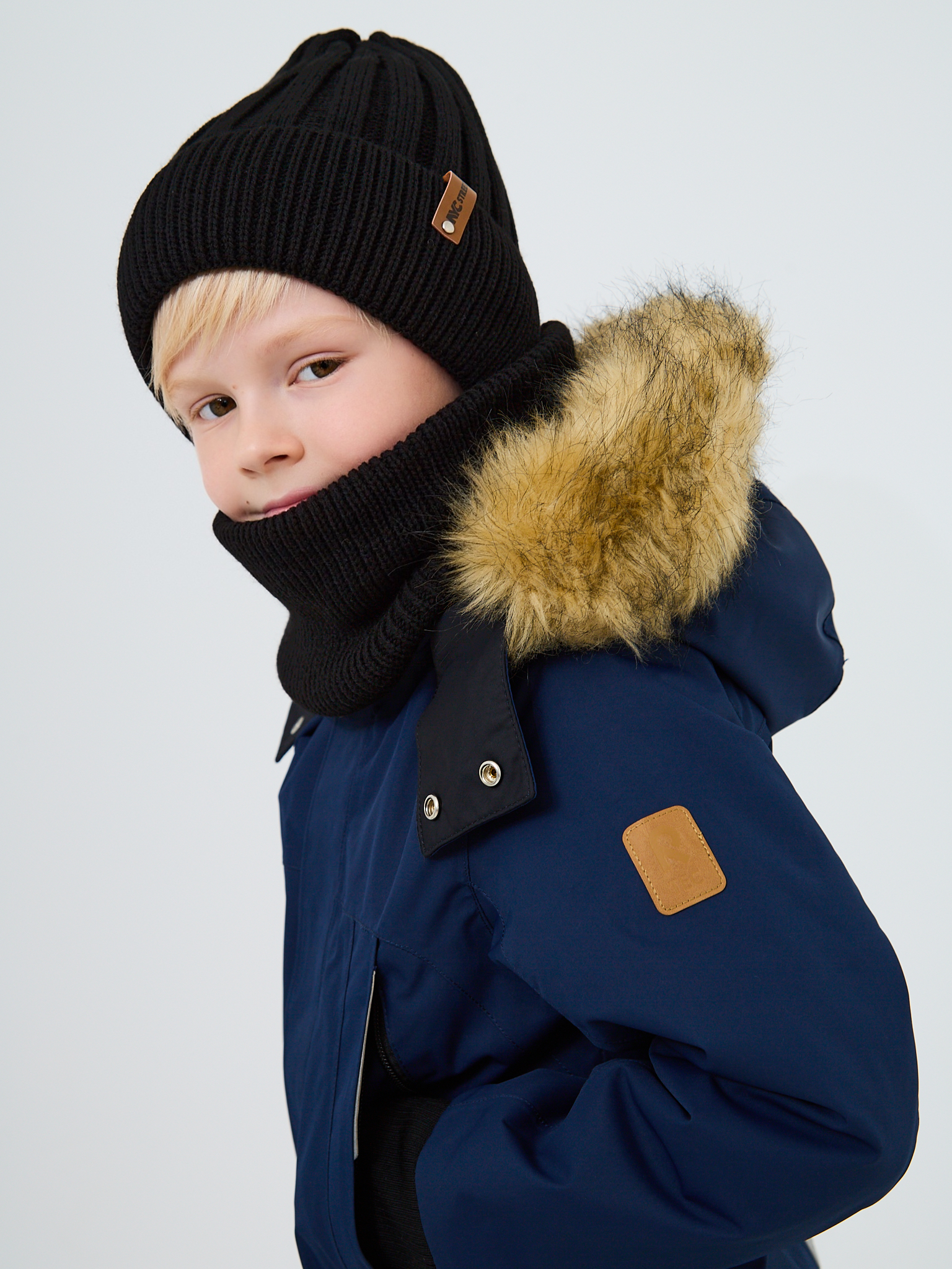 Шапка и снуд NYCkids NYC-H-54-WIDEstr-blackB - фото 10
