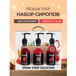 Набор сиропов SPOOM Клубника Баббл гам Малина для коктейлей и лимонадов 3шт 250мл + 3 дозатора