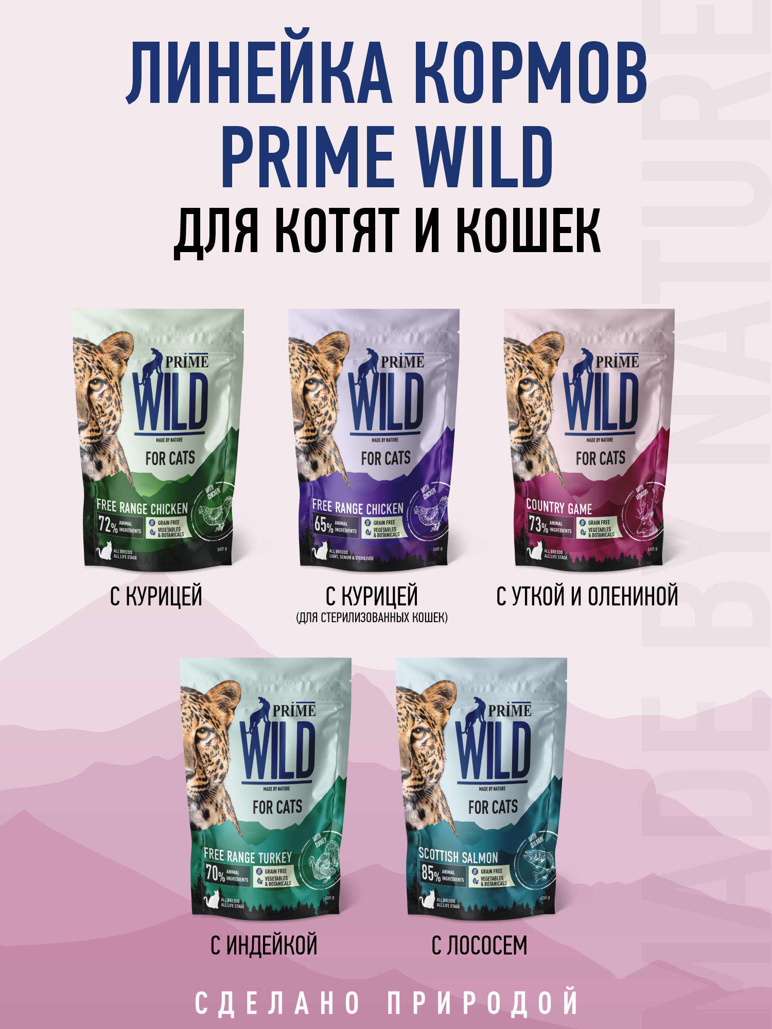 Корм для кошек и котят сухой Prime WILD беззерновой на утке с олениной 500г - фото 16