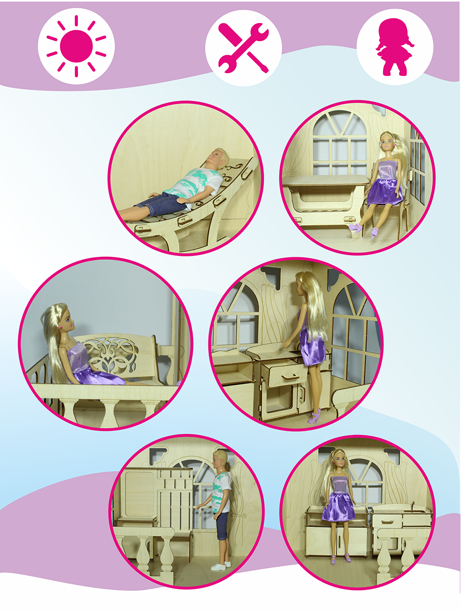Домик для кукол ViromToys с мебелью ДФ0002 - фото 7