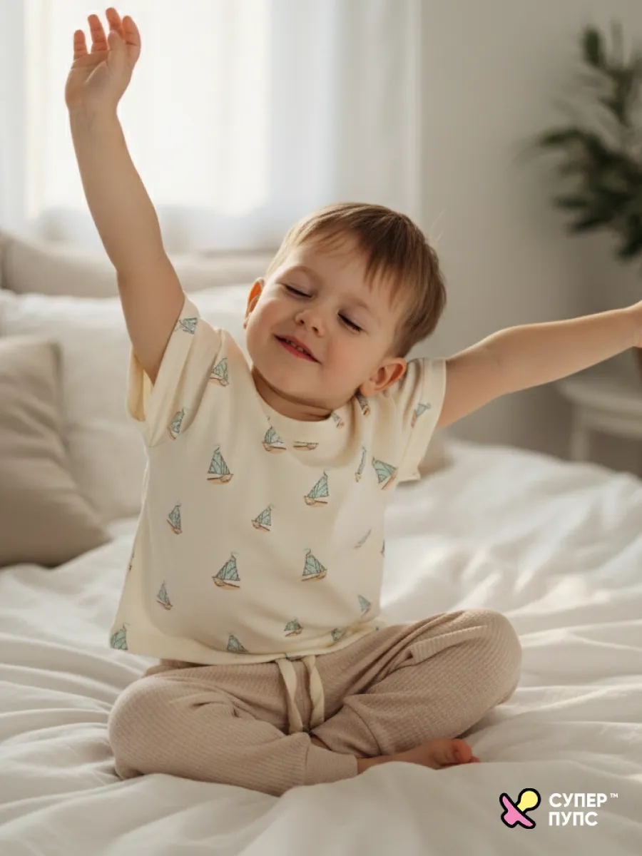 Футболка и штанишки Супер Пупс нбр/фут/штан/паруса/кофе - фото 15
