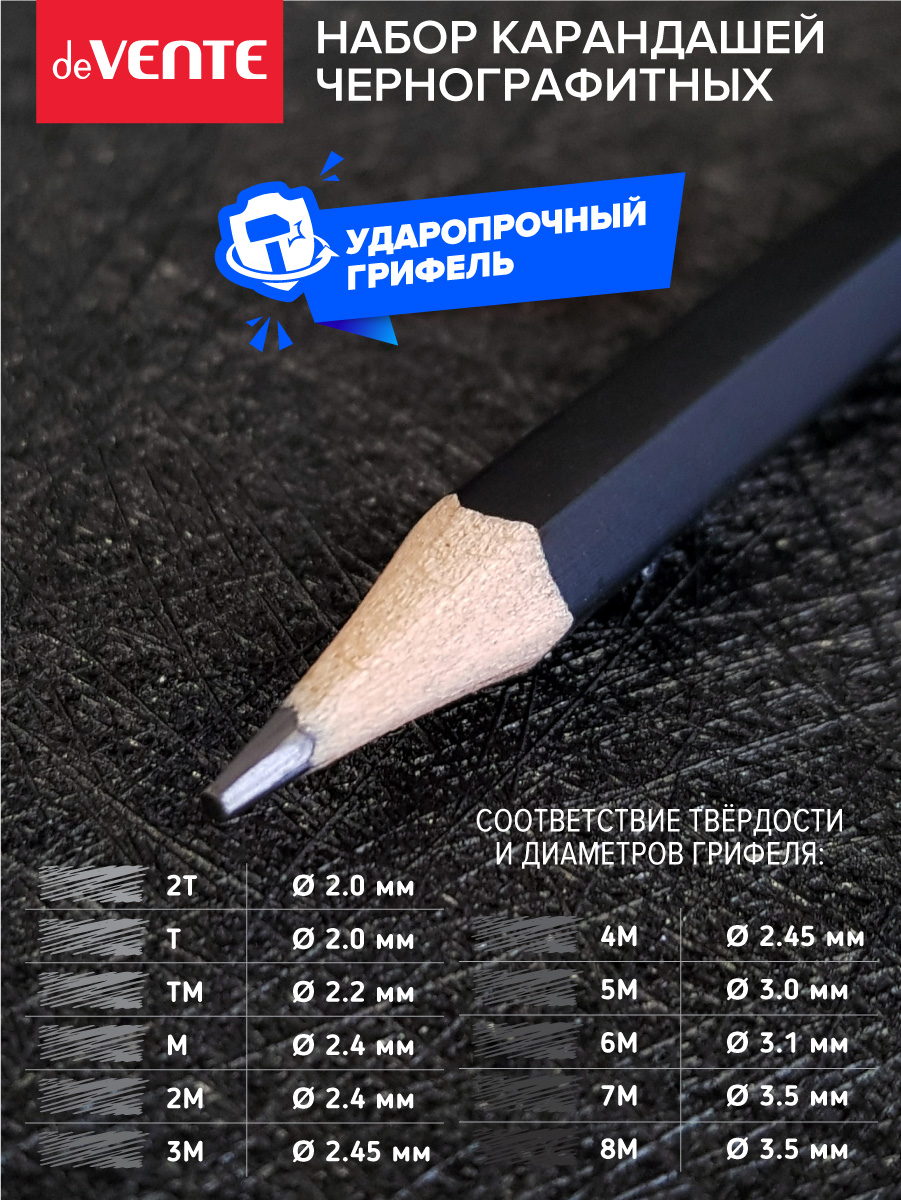 Карандаши чернографитные deVENTE 12 шт. - фото 2