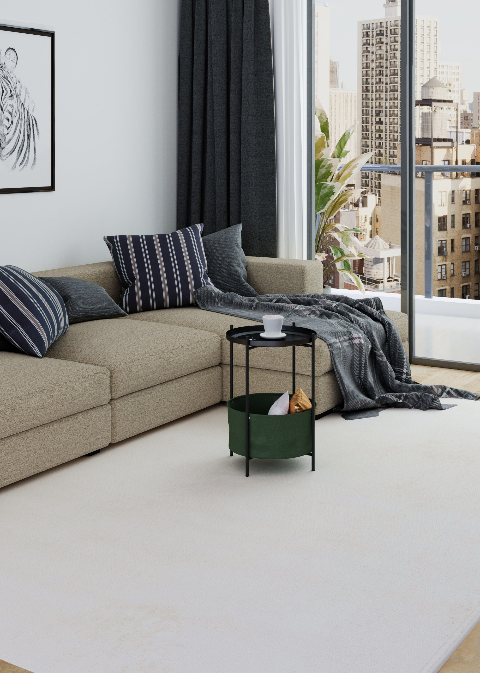 Стол журнальный LAVARIS Элдэй Cuba Хаки/черный муар - фото 4