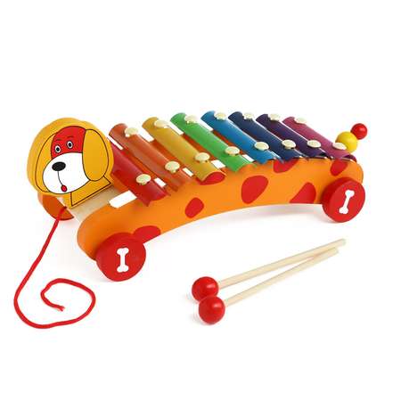 Игрушка-каталка Sima-Land Собачка-металлофон