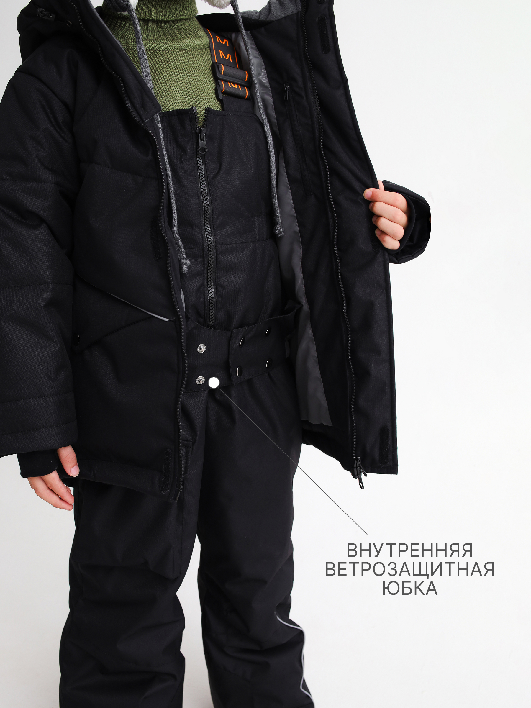 Куртка MINIDINO MDW1-JW016/0Куртка спортивная зимняя Асимметрия черный - фото 4