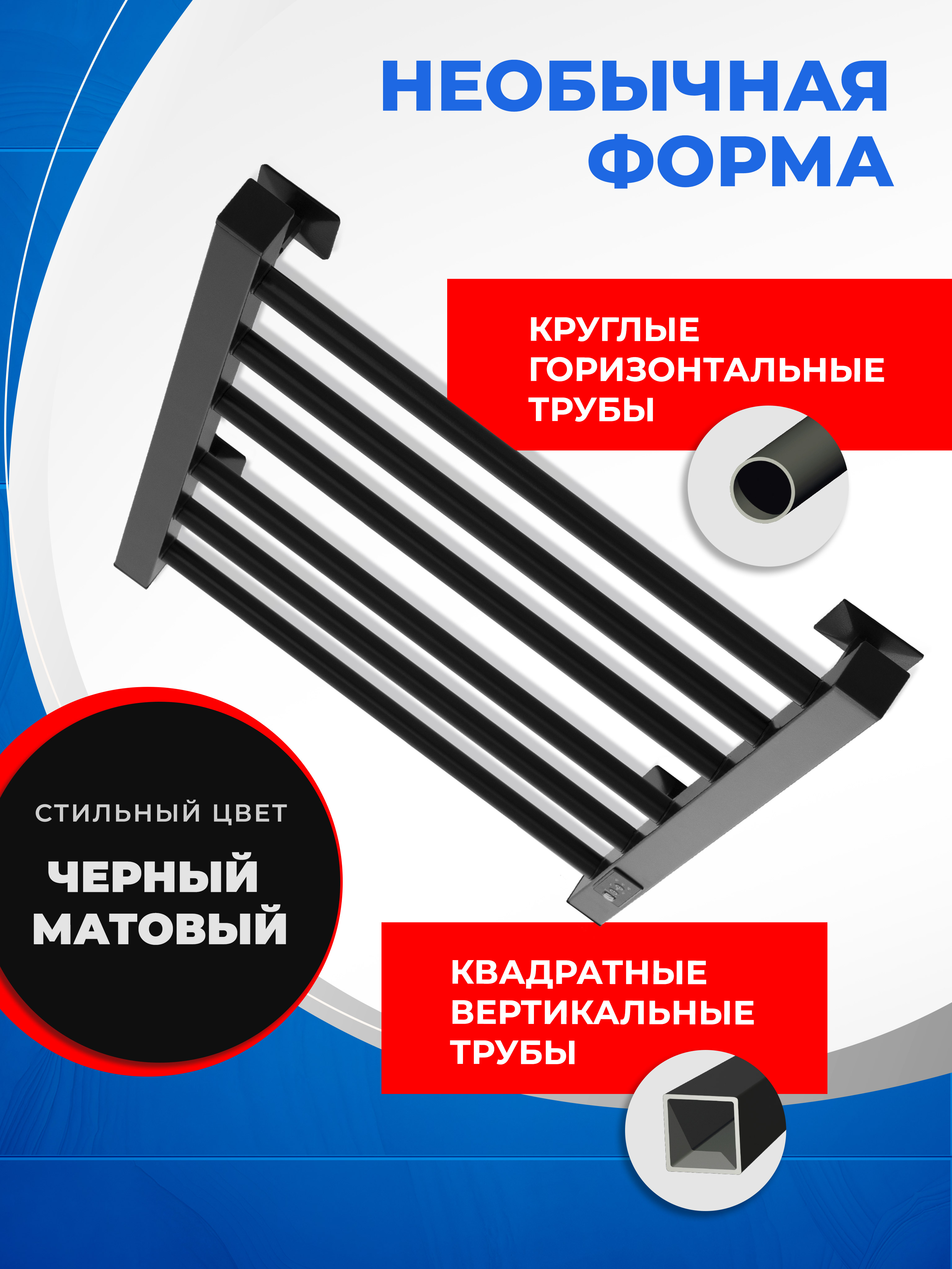 Полотенцесушитель электрический Energy RELO 600x400 черный - фото 5