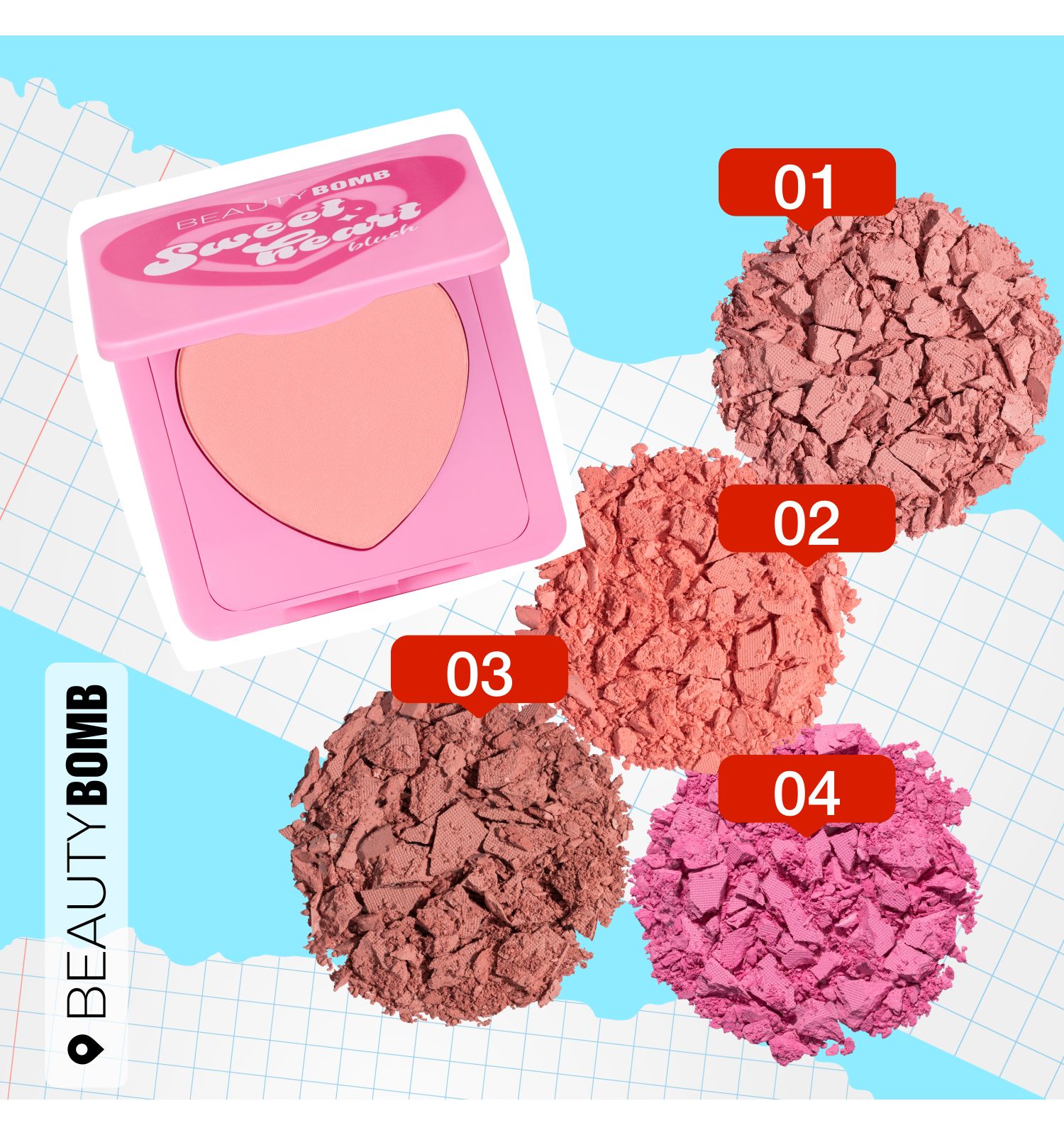 Румяна Beauty Bomb Blush Sweetheart тон 02 персиковый с шиммером 4.5г - фото 10