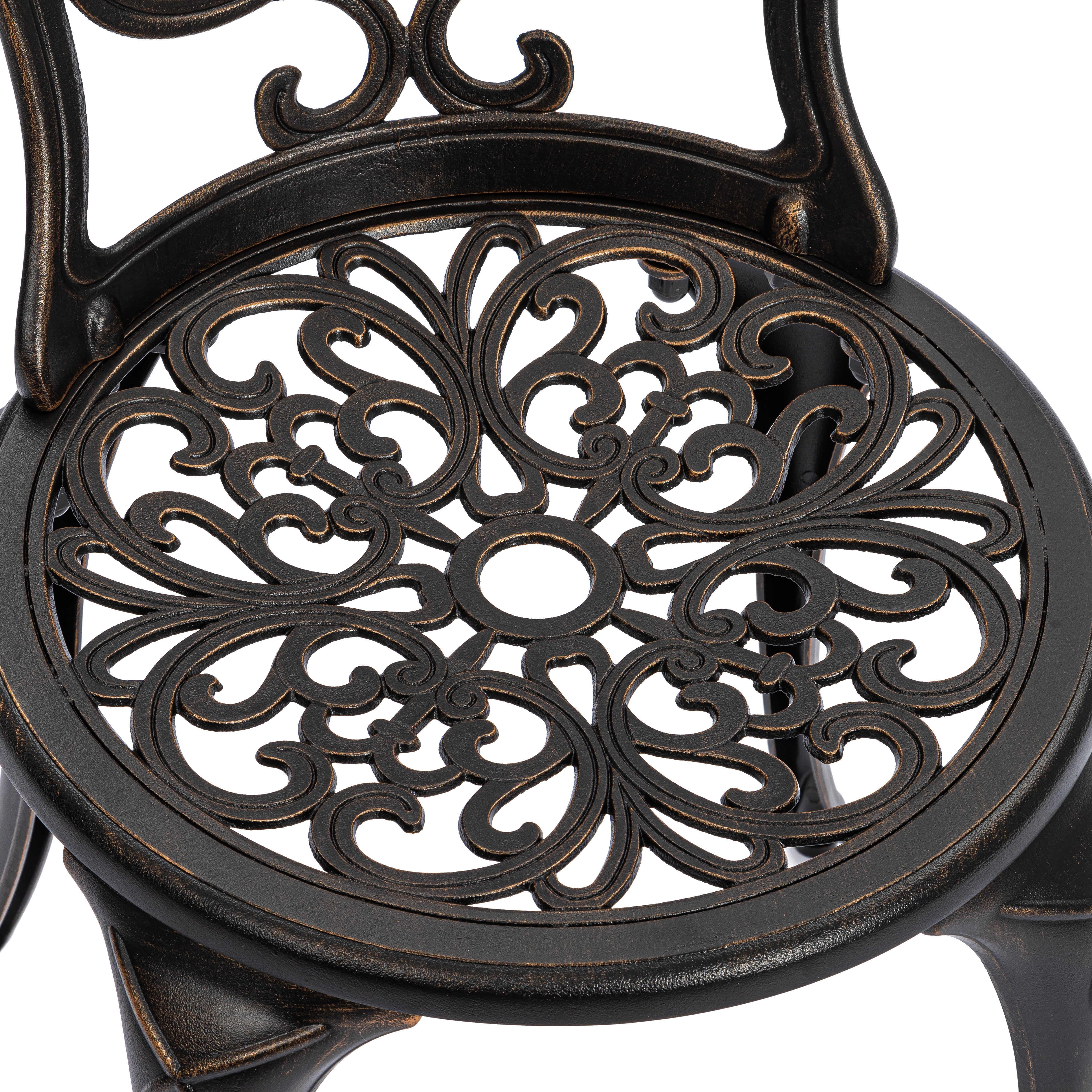 Комплект садовой мебели TETCHAIR Романс (стол+2 стула), алюминиевый сплав, D60/H67, 53х41х89см, бронзовый - фото 11