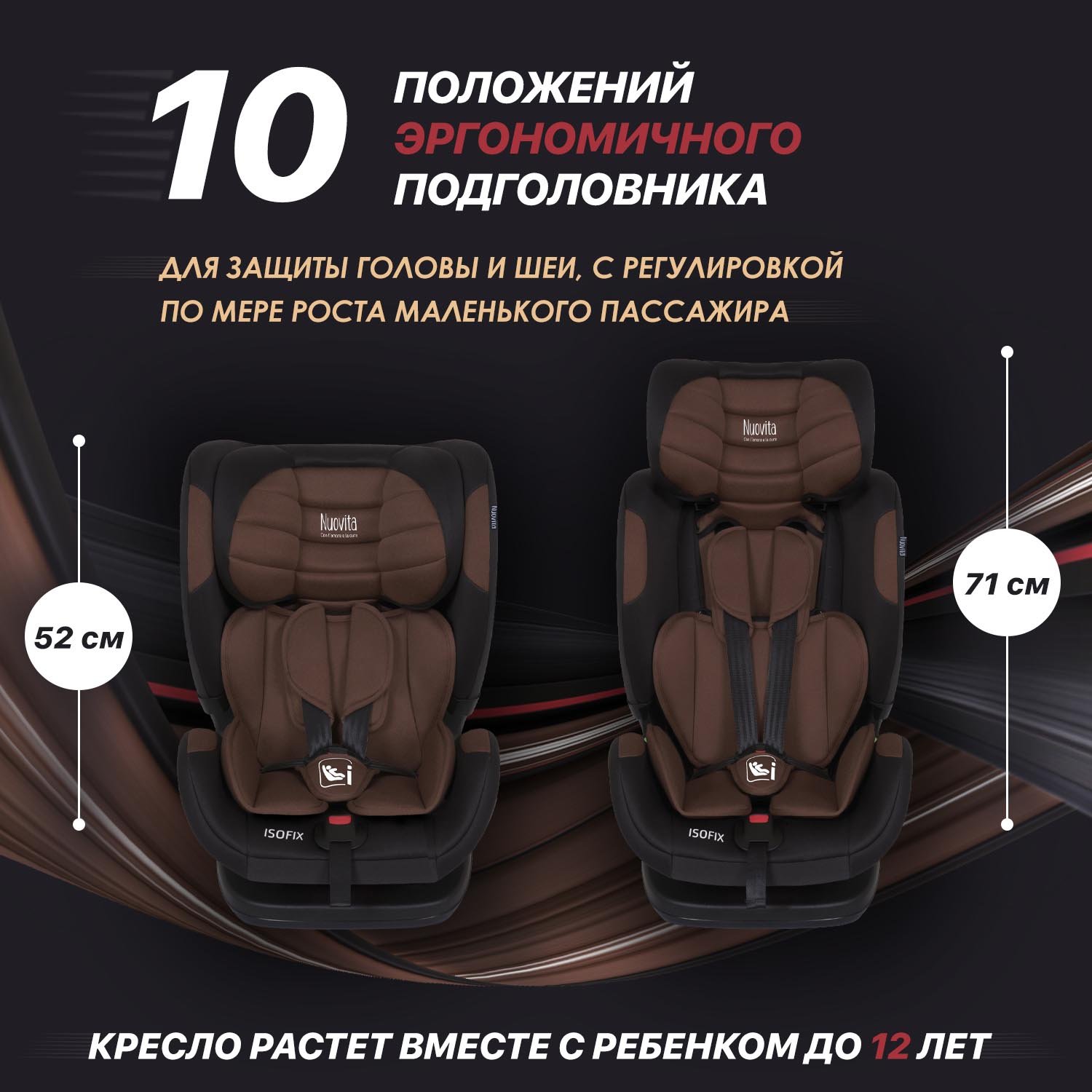 Автокресло Nuovita Maczione NiS3-1 Isofix 1/2/3 (9-36 кг) коричневый - фото 4