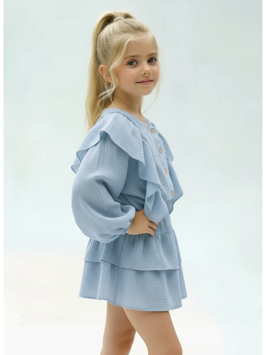 Костюм Leli dress костюм_муслин_с_юбкой_голубой - фото 6