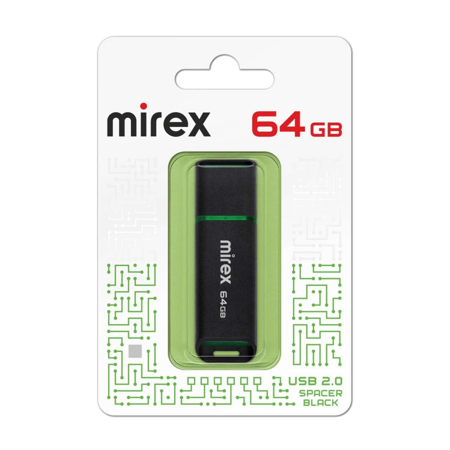 Флешка mirex Spacer 64 Гб USB2.0 чт до 25 Мб/с зап до 15 Мб/с Чёрная 10204221 - фото 1