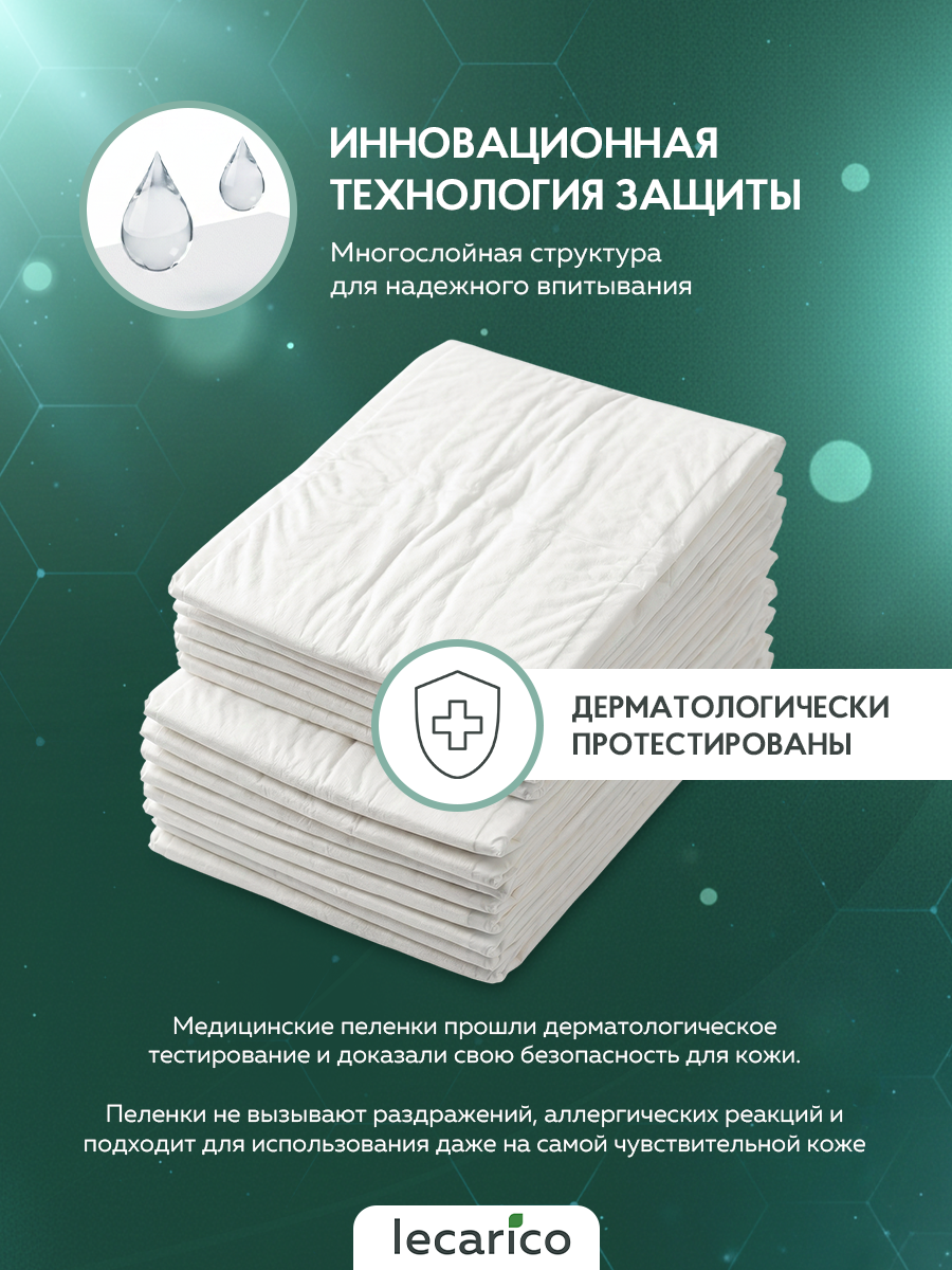 Пелёнки одноразовые Lecarico 60х90 см 1 упак. 30 шт. - фото 8
