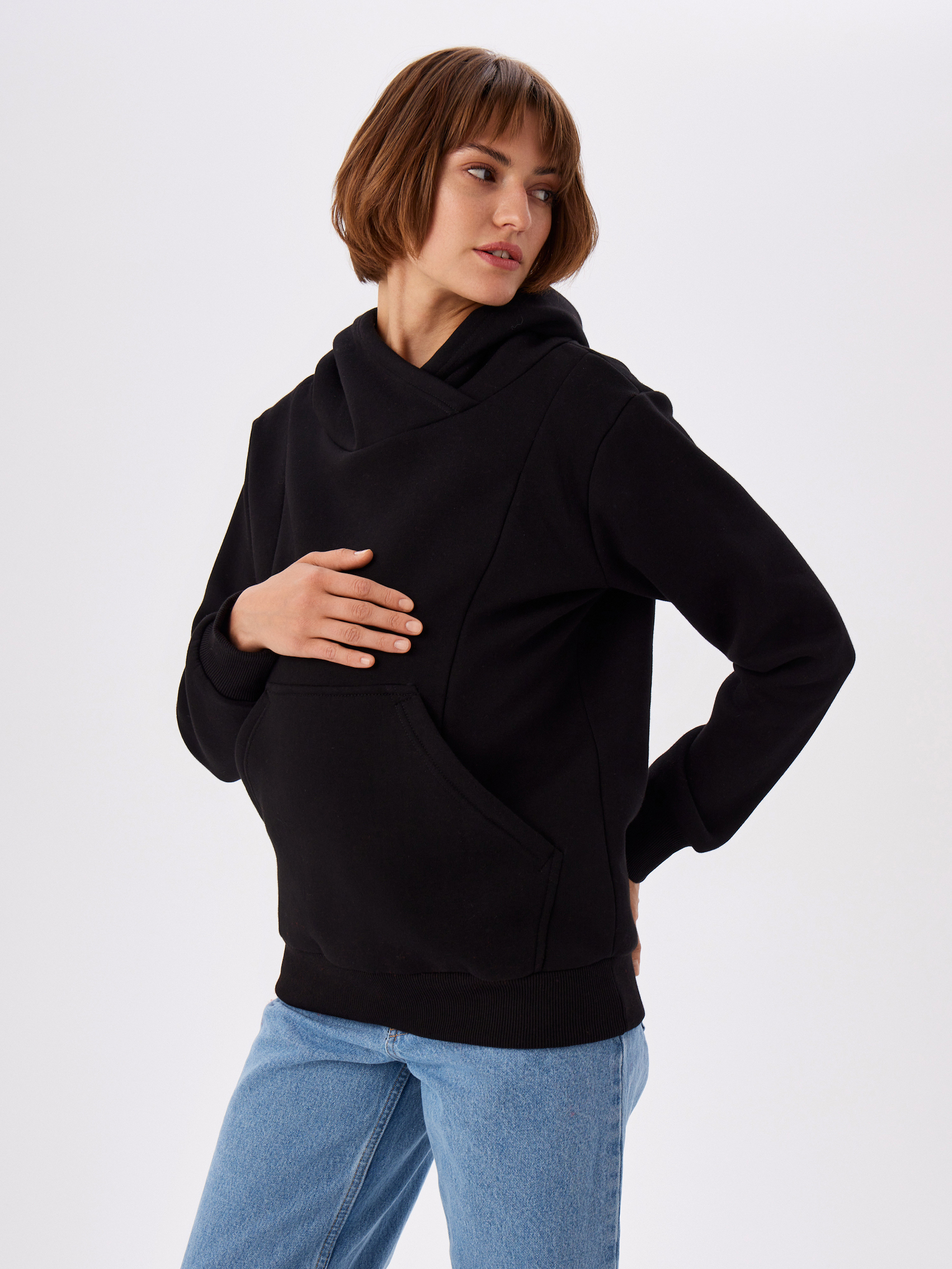 Худи для беременных и кормящих Proud Mom ХОБЛ-0500-черный - фото 2