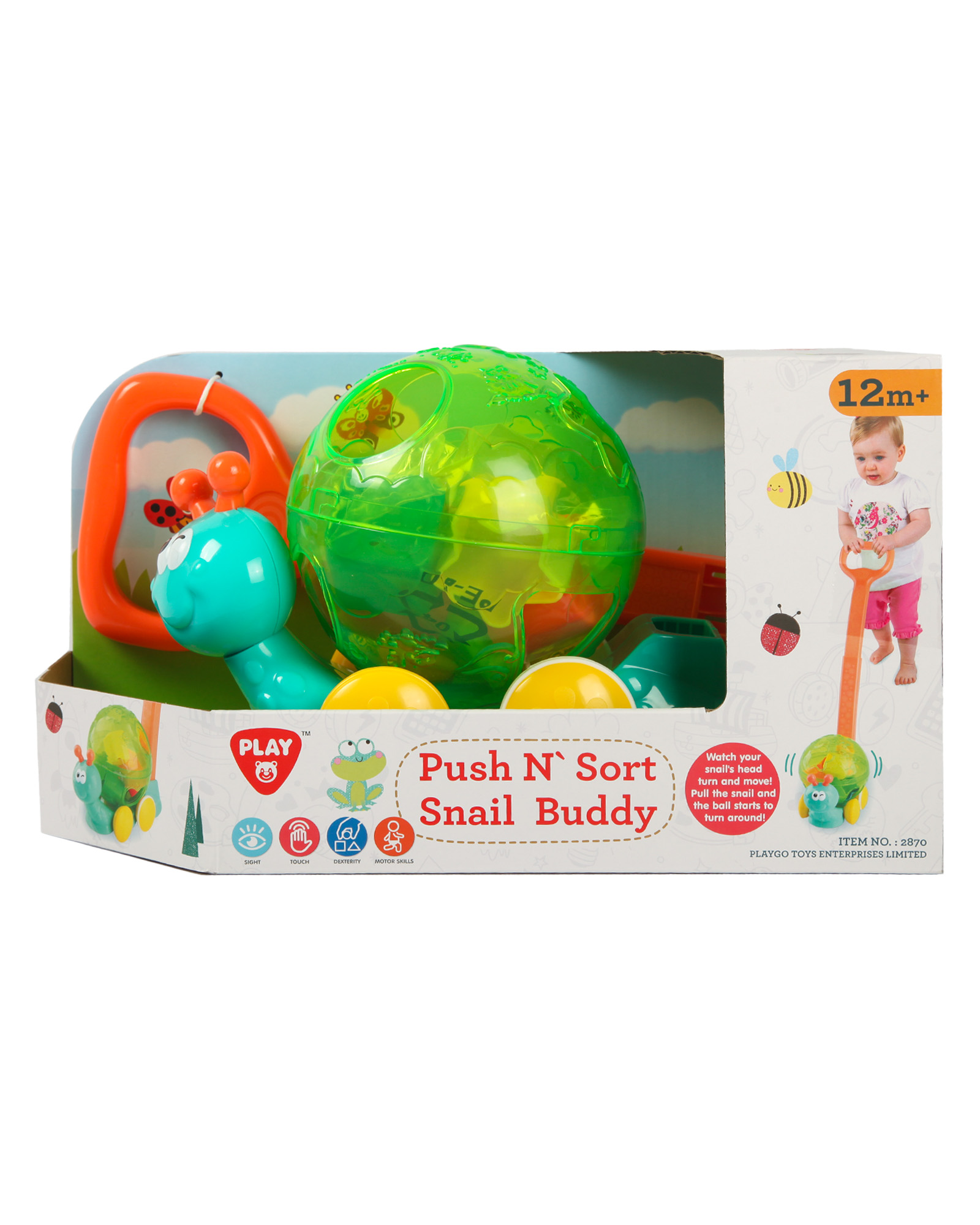 Каталка Play Go Улиточка с ручкой оранжевый - фото 7