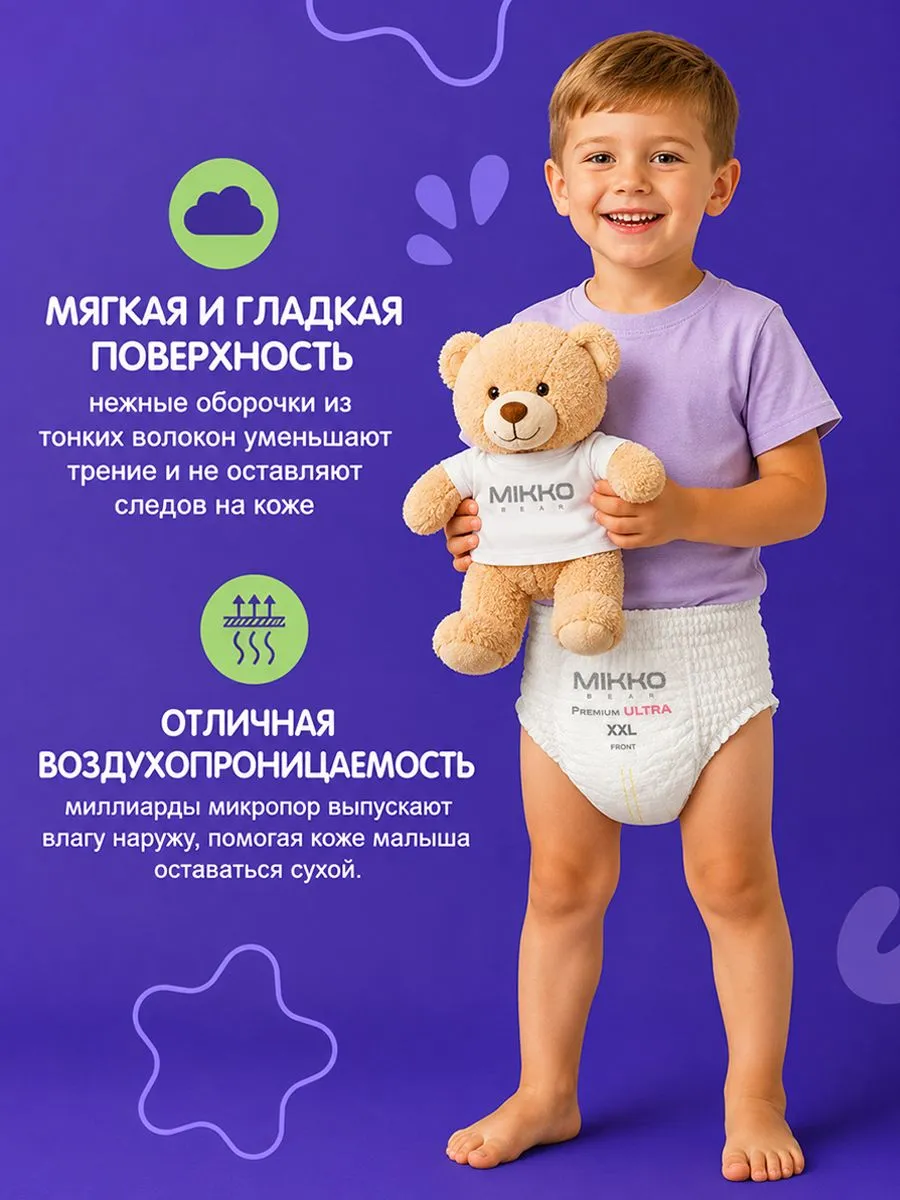 Трусики Mikko Bear Premium ультратонкие XXL (15-25 кг) 44 шт. - фото 6