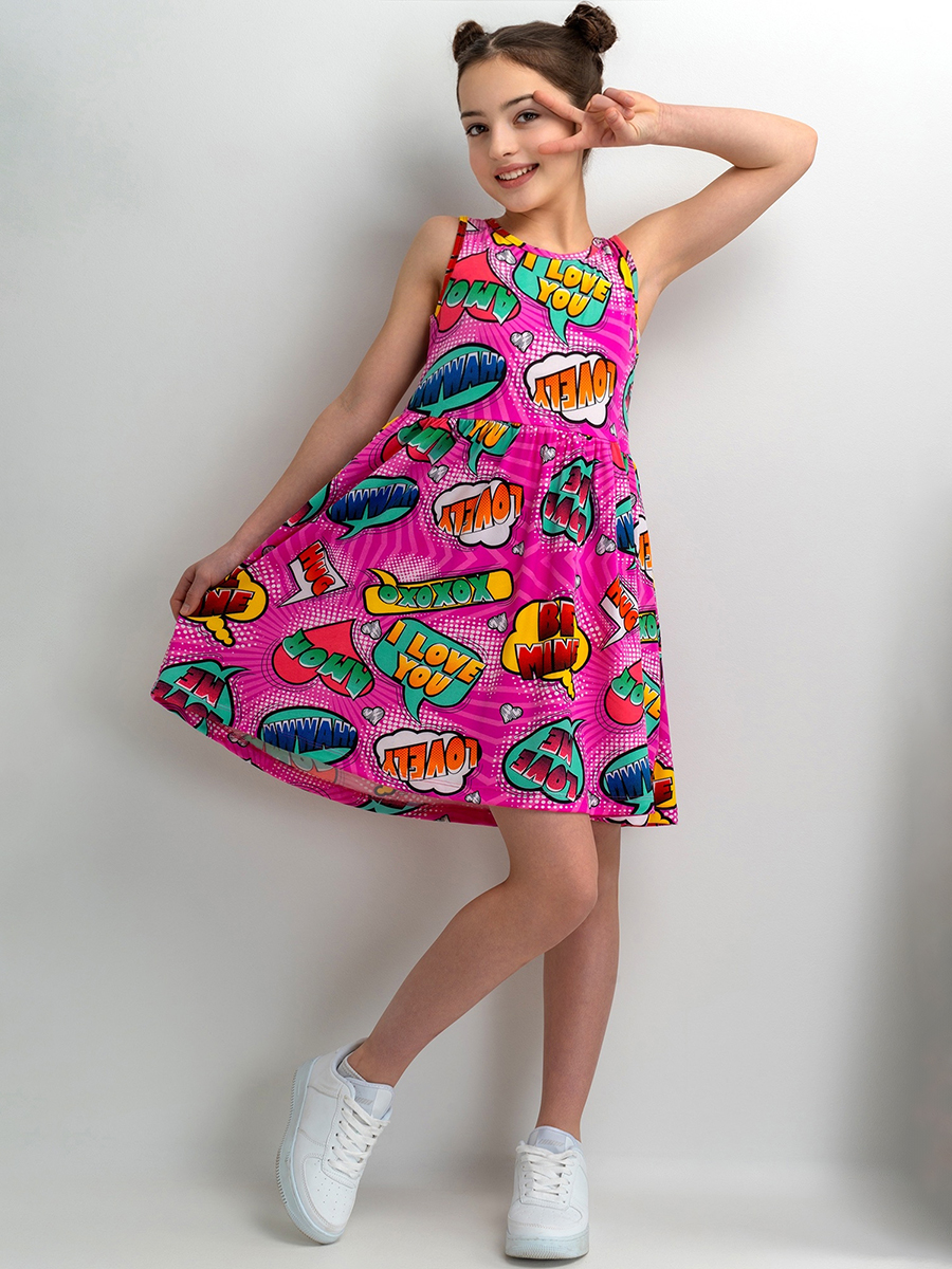 Платье HappyFox HF00199фуксия.с.надписями - фото 9