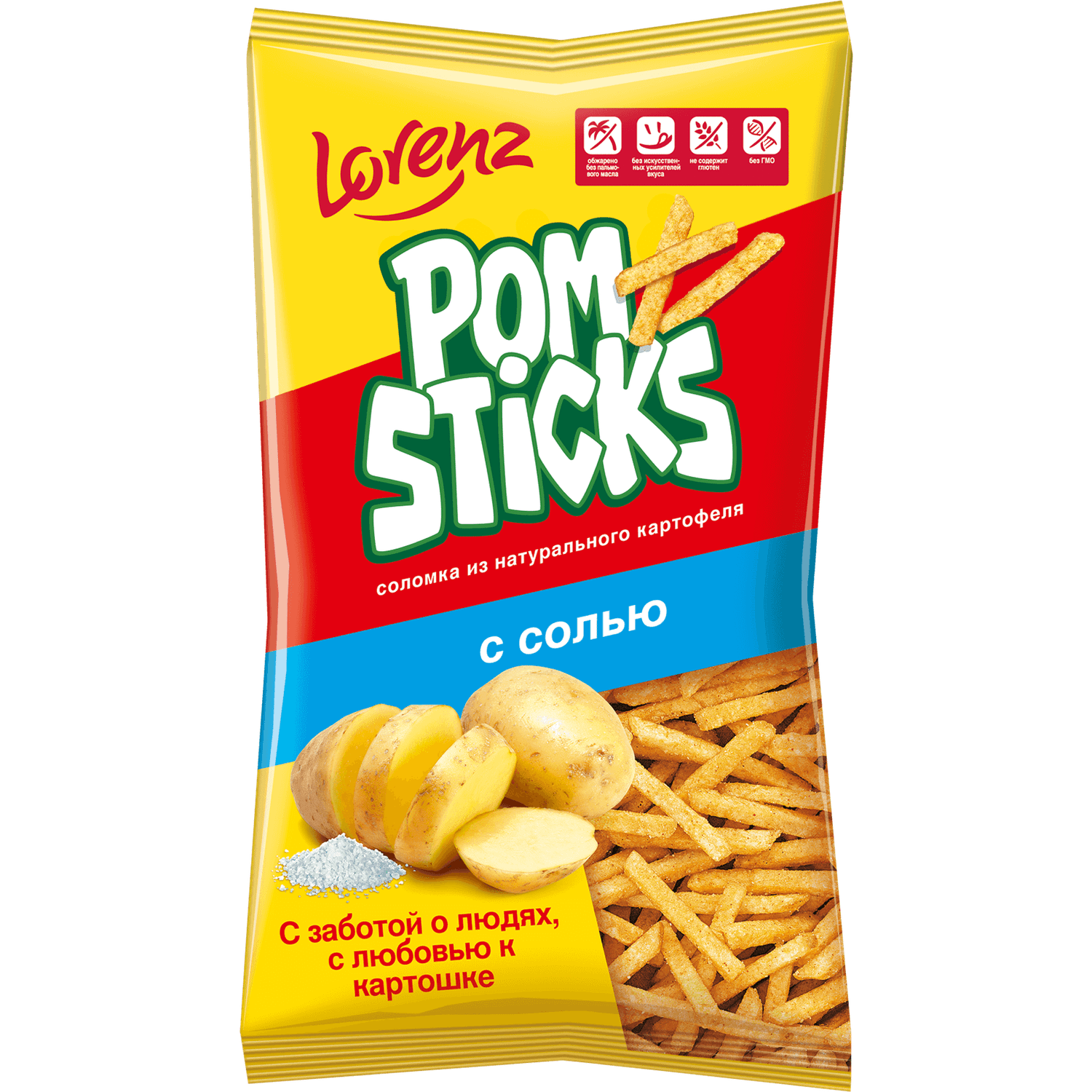 Картофельные чипсы соломкой Lorenz Pomsticks с солью 100г - фото 1