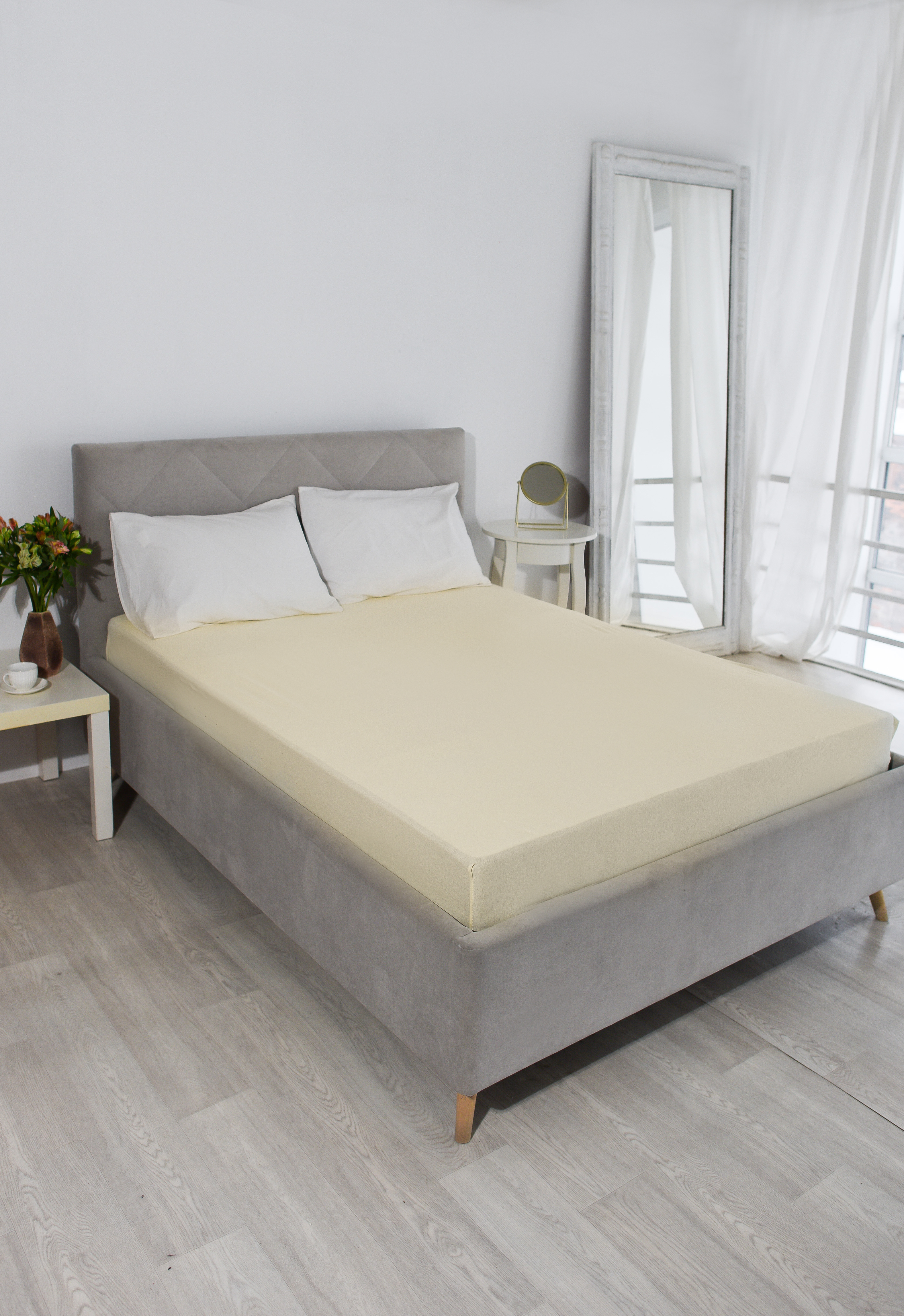 Простыня Селтекс молочный 140 x 200 см на резинке - фото 1