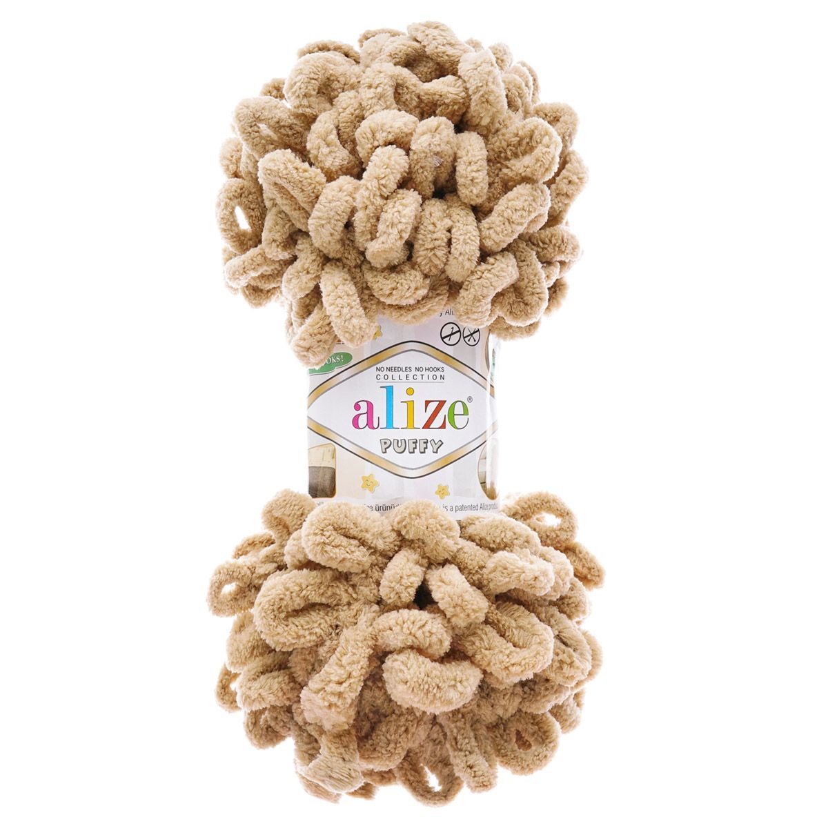 Пряжа для вязания Alize puffy 100 г 9 м микрополиэстер фантазийная плюшевая 262 беж 5 мотков - фото 5