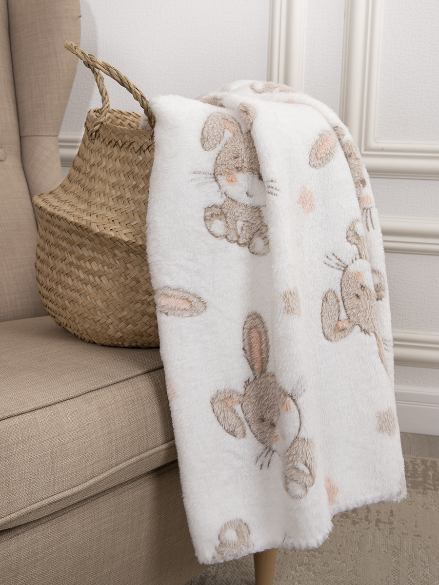 Плед в коляску Baby Nice Velsoft 3D Зайки на белом 100х150 - фото 2