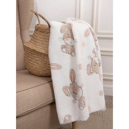 Плед в коляску Baby Nice Velsoft 3D Зайки на белом 100х150